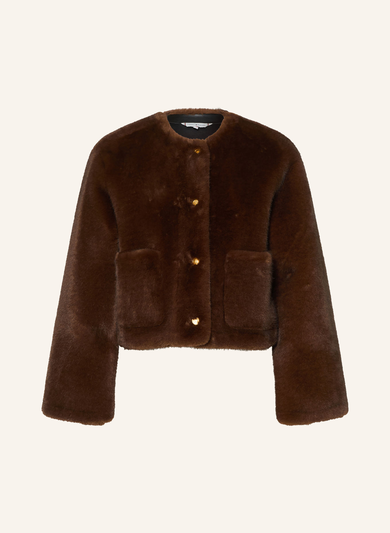 TOMMY HILFIGER Kunstfell-Jacke: BRAUN
