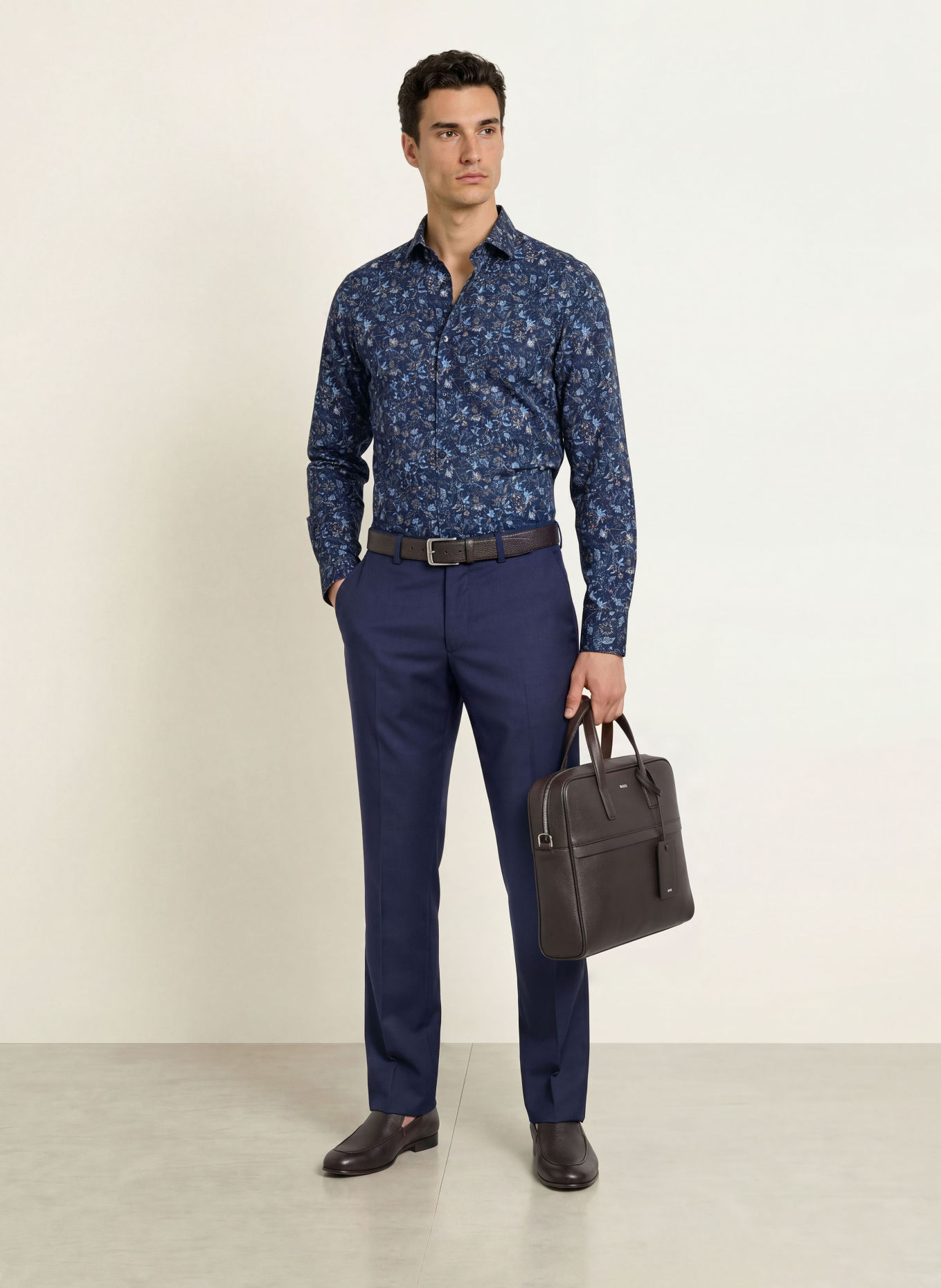 OLYMP Hemd Luxor modern fit: DUNKELBLAU / TAUPE / HELLBLAU