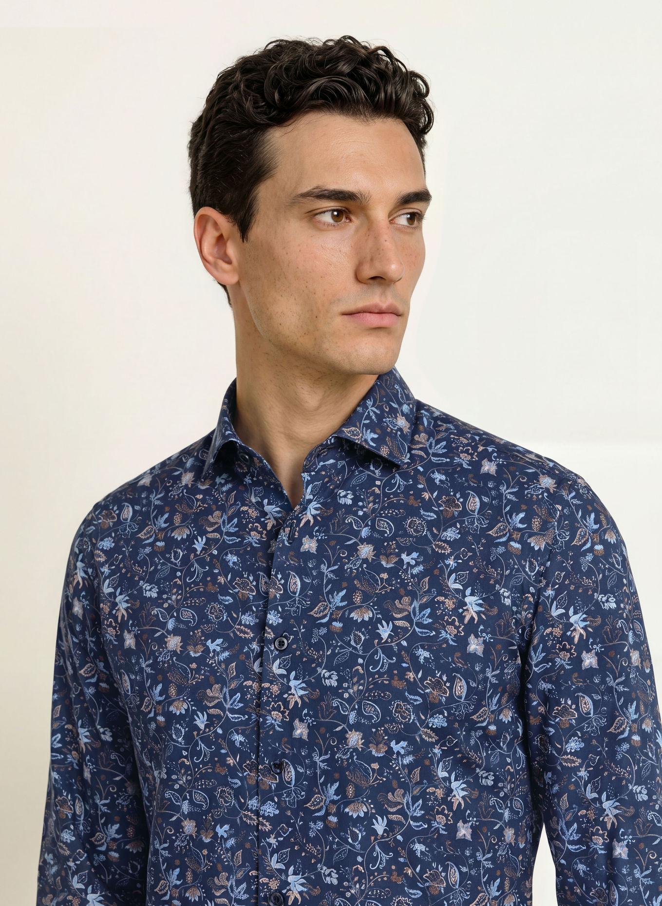 OLYMP Hemd Luxor modern fit: DUNKELBLAU / TAUPE / HELLBLAU