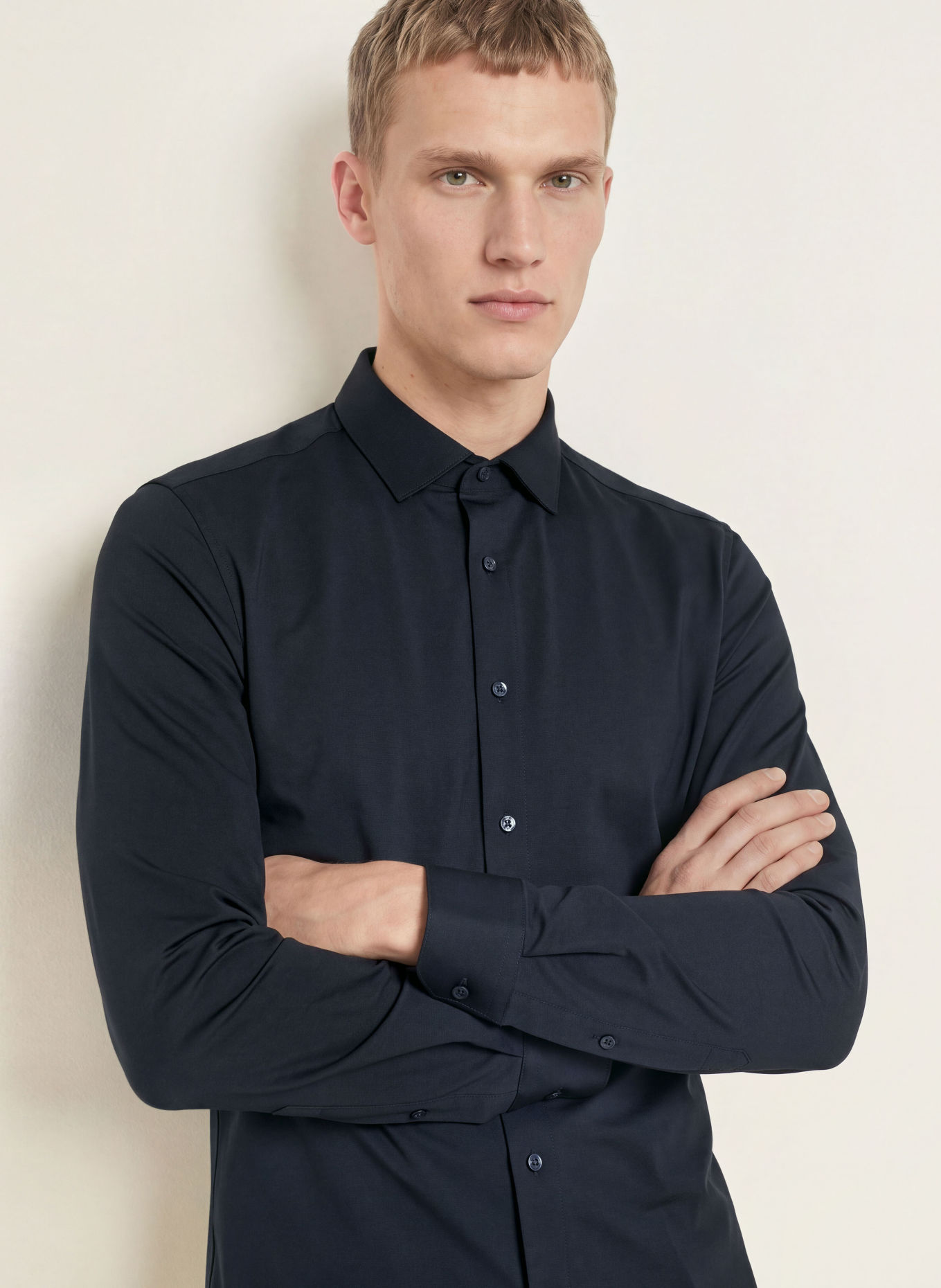 OLYMP Jerseyhemd No. Six 24/Seven body fit: DUNKELBLAU