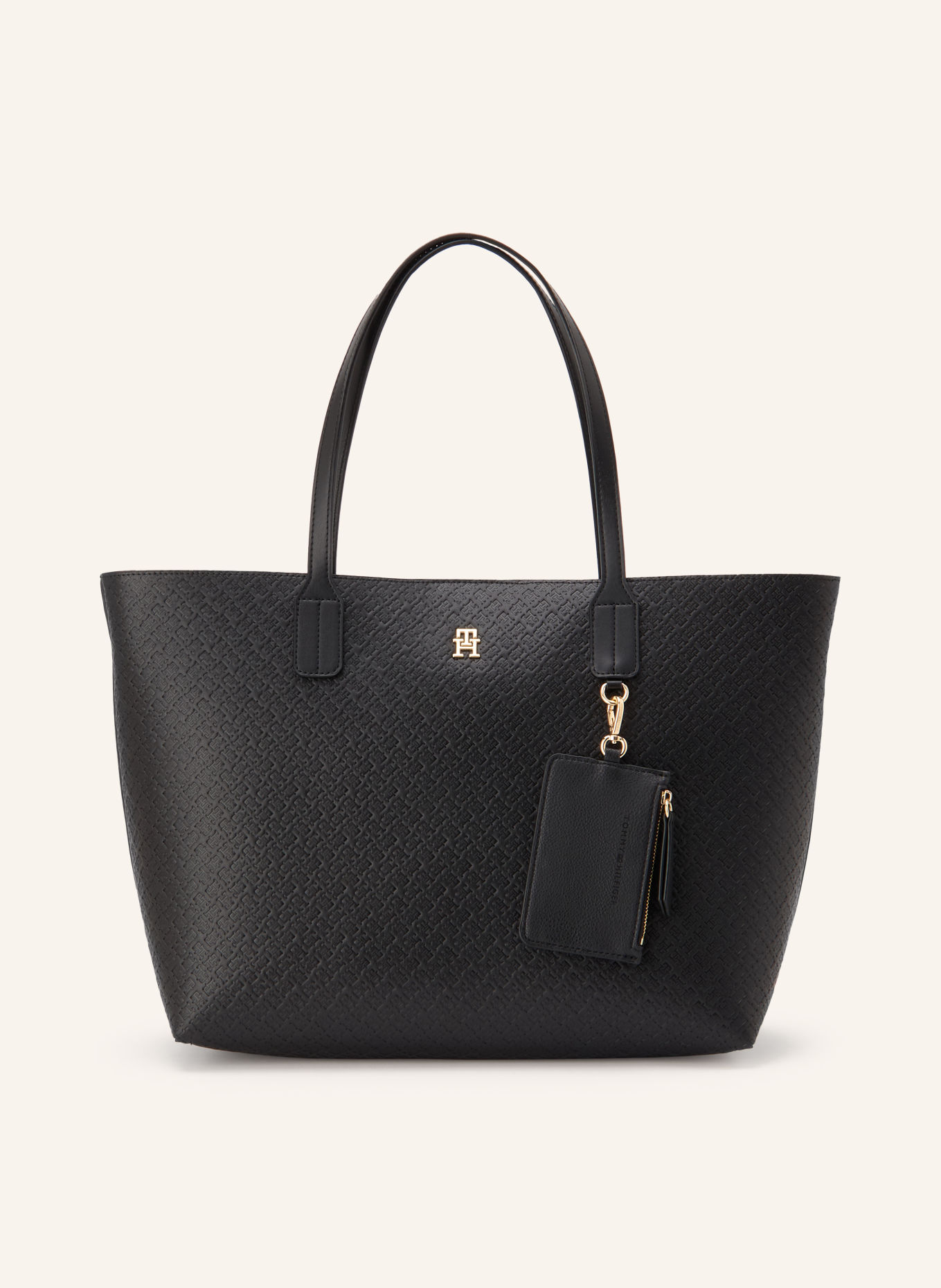 TOMMY HILFIGER Shopperka z torebką typu pouch: CZARNY / ZŁOTY