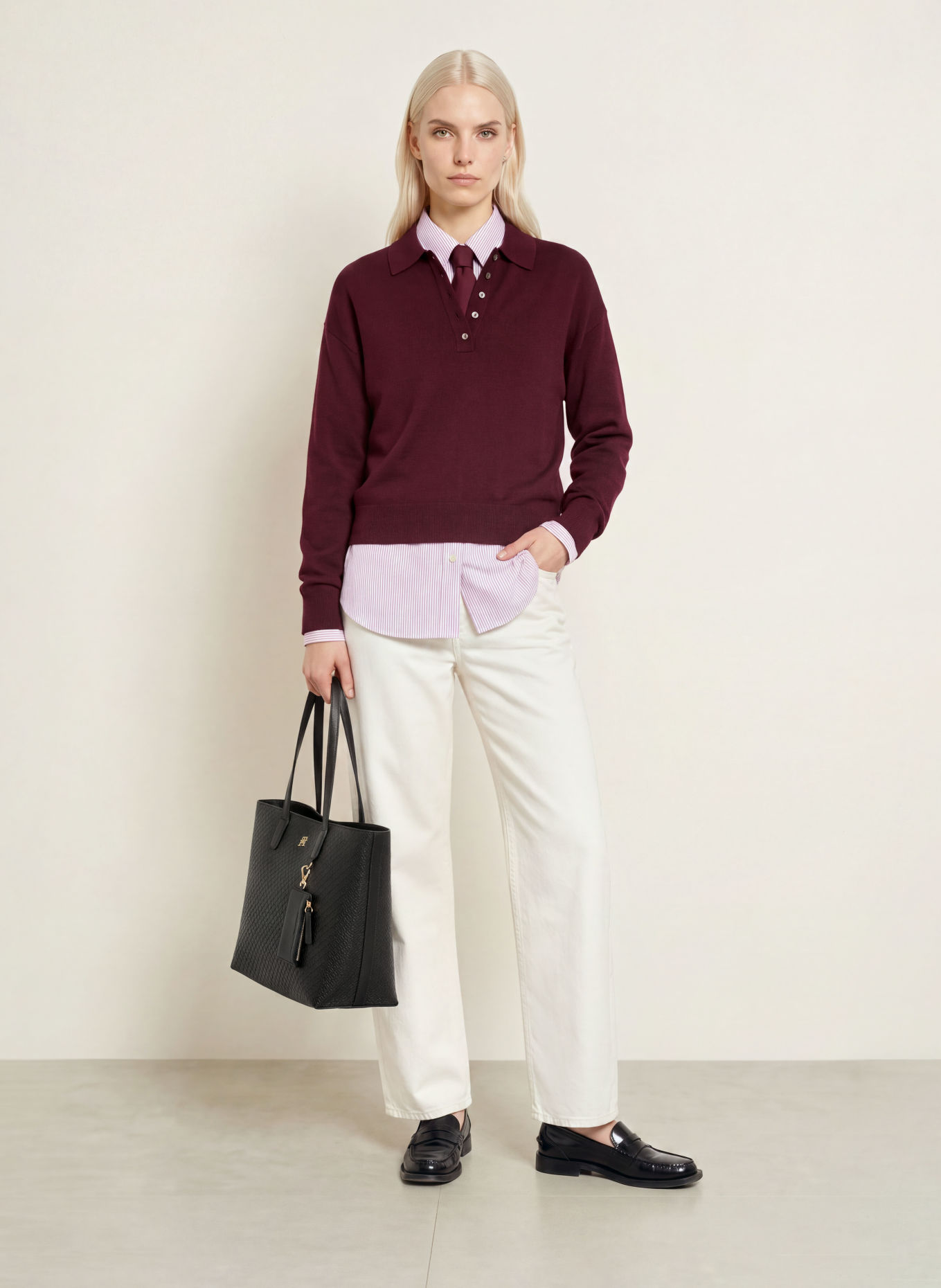 TOMMY HILFIGER Shoppers met Pouch: ZWART / GOUD