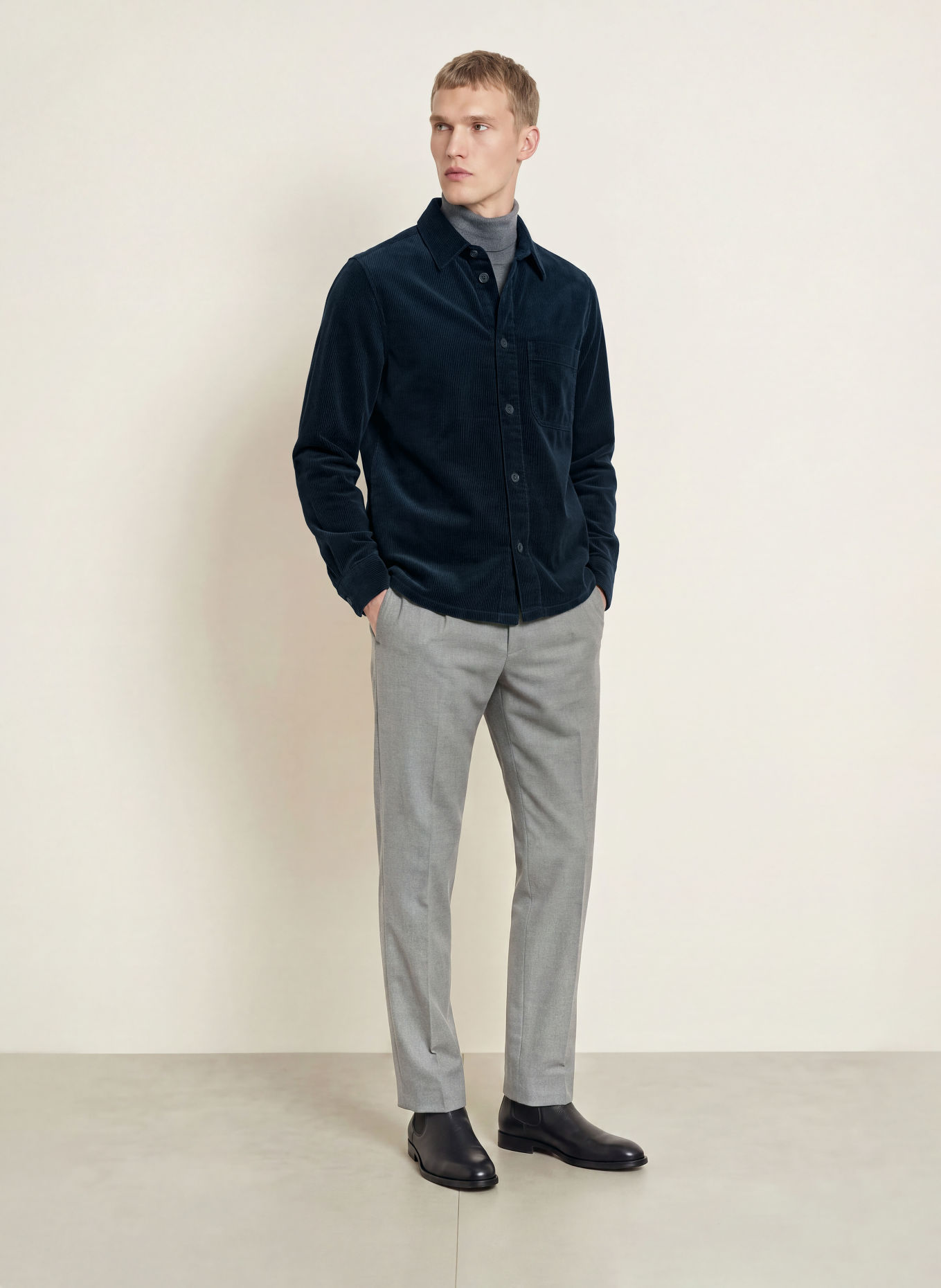OLYMP Cord-Overshirt: DUNKELBLAU