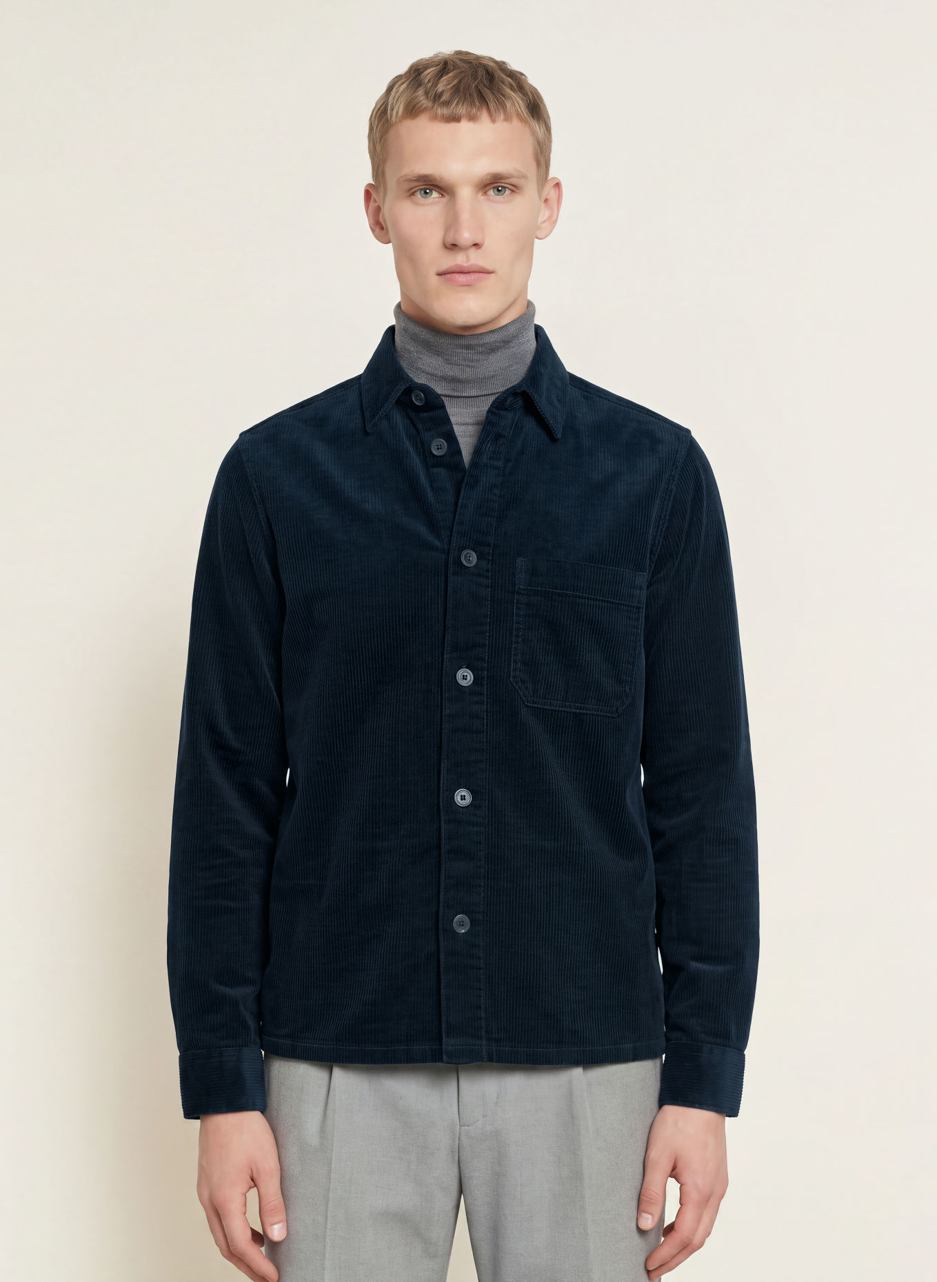 OLYMP Cord-Overshirt: DUNKELBLAU