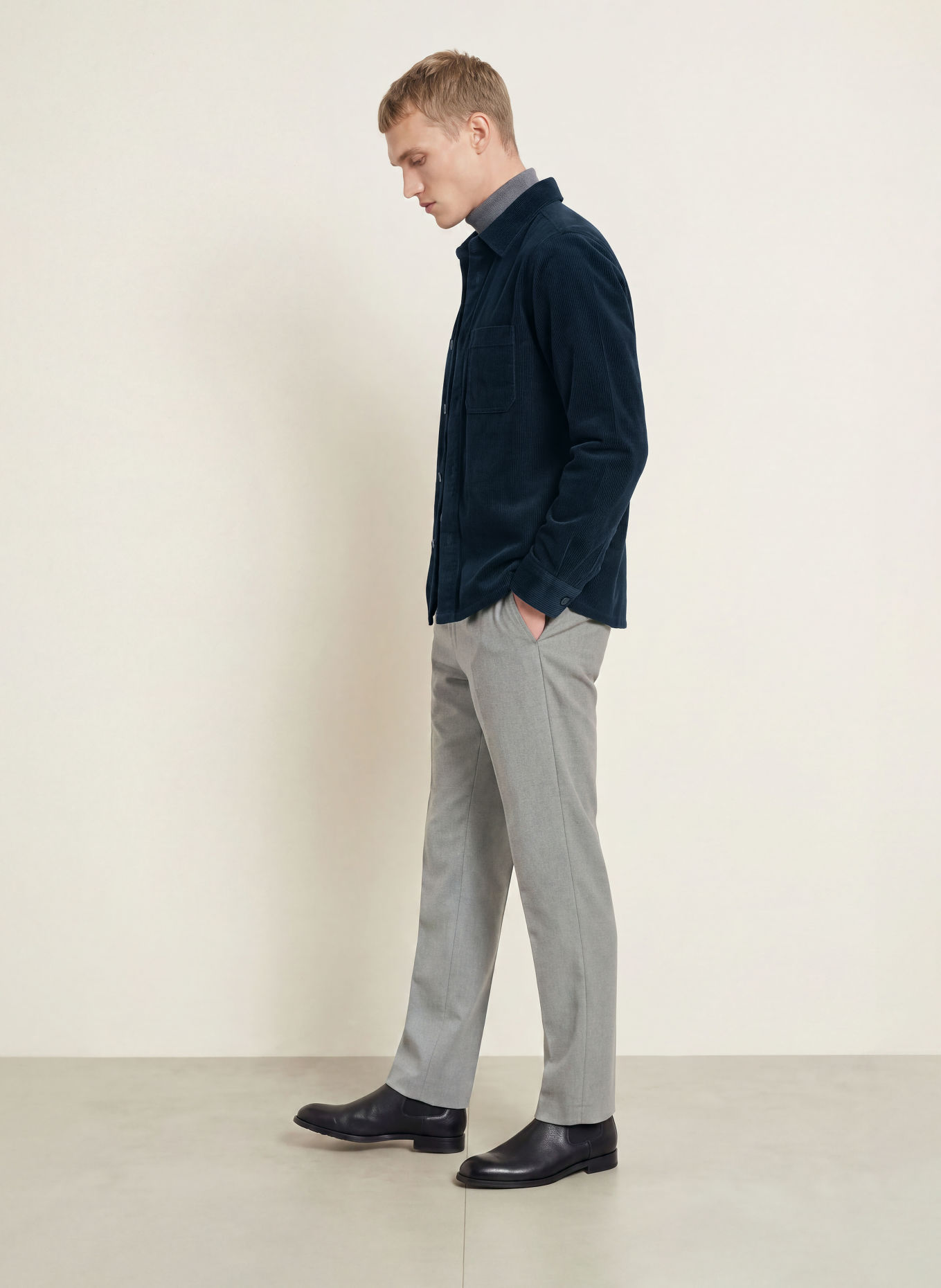 OLYMP Cord-Overshirt: DUNKELBLAU