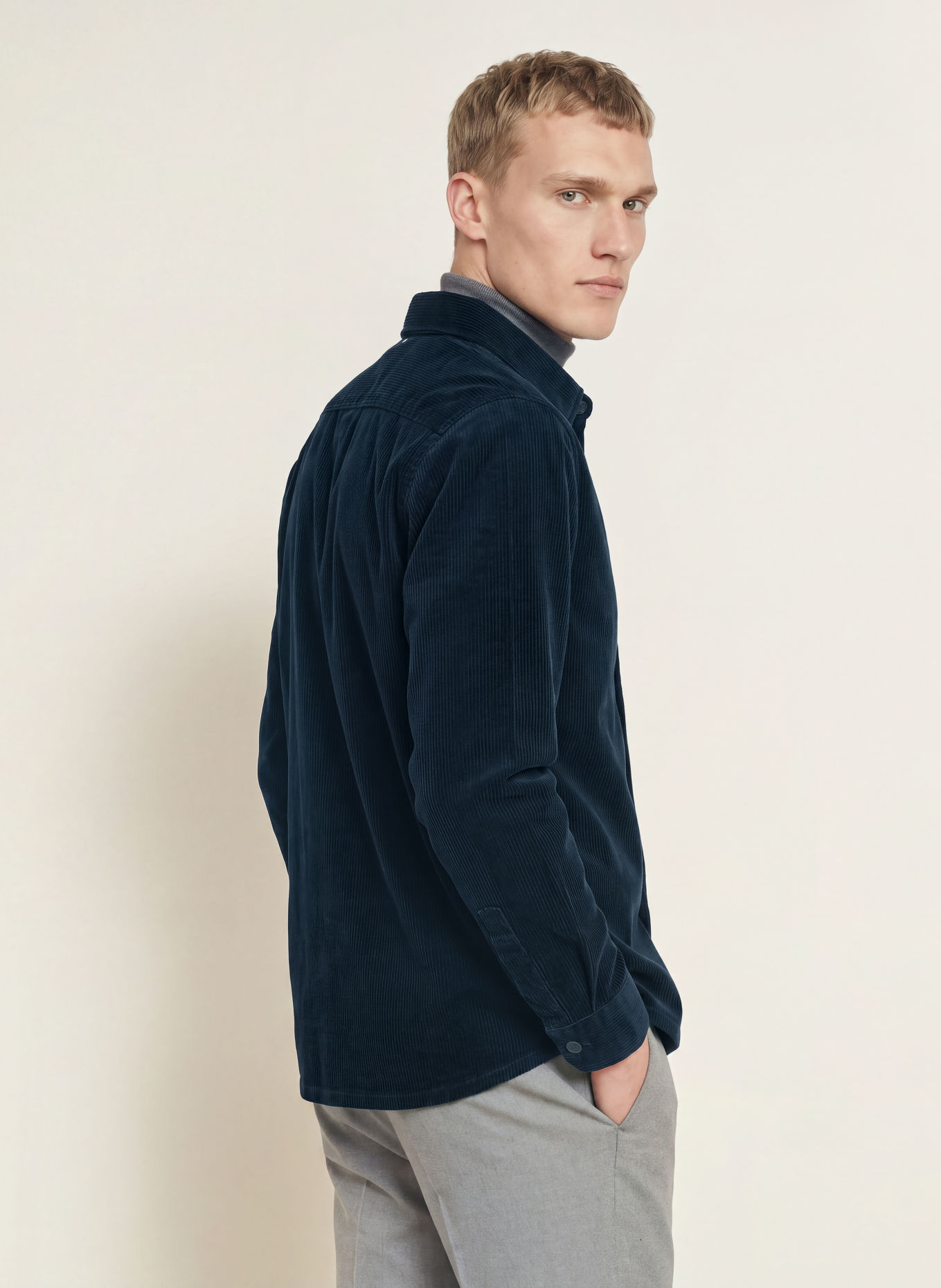 OLYMP Cord-Overshirt: DUNKELBLAU