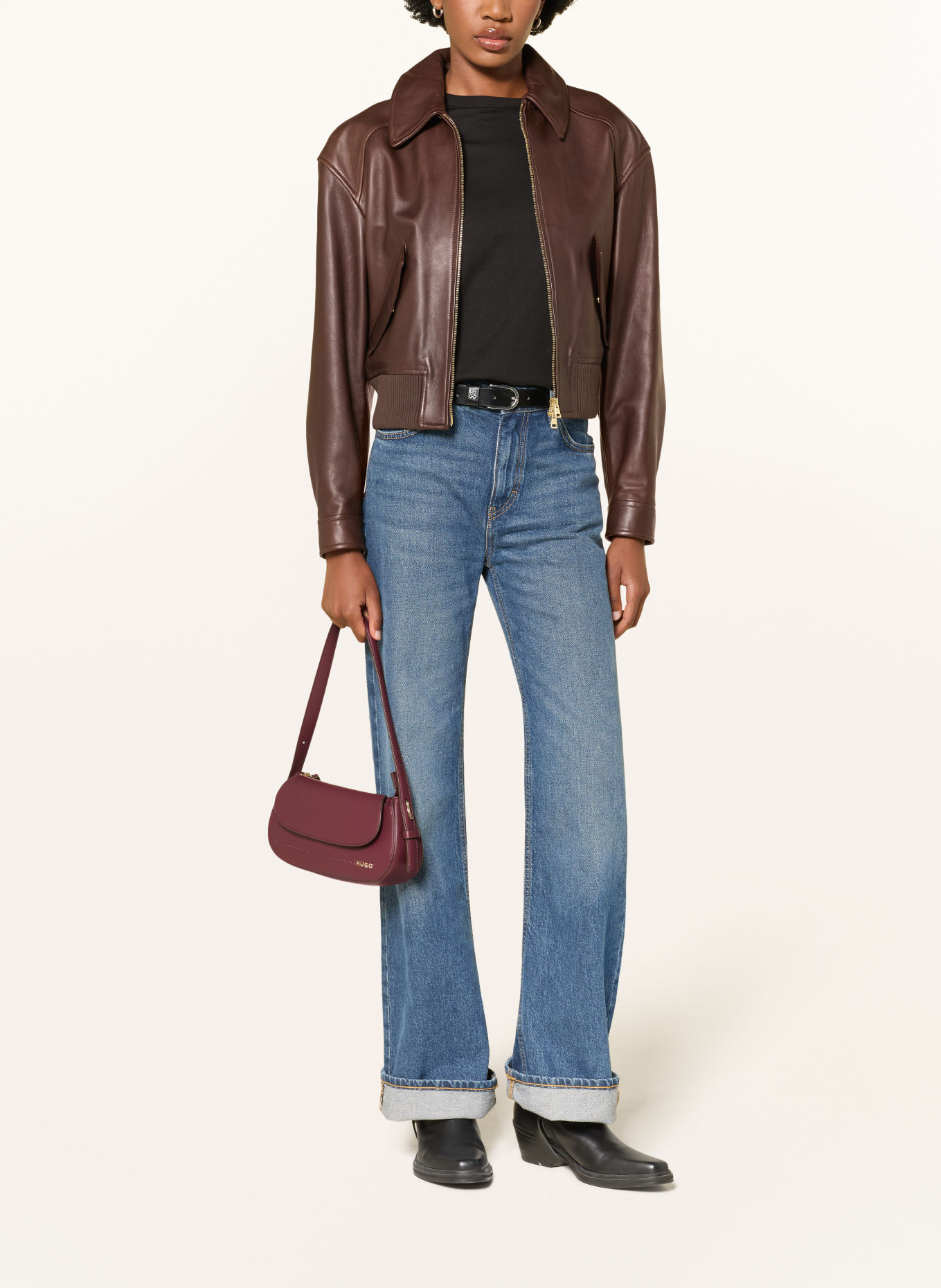 HUGO YORIH Shoulder Bag: DARK RED