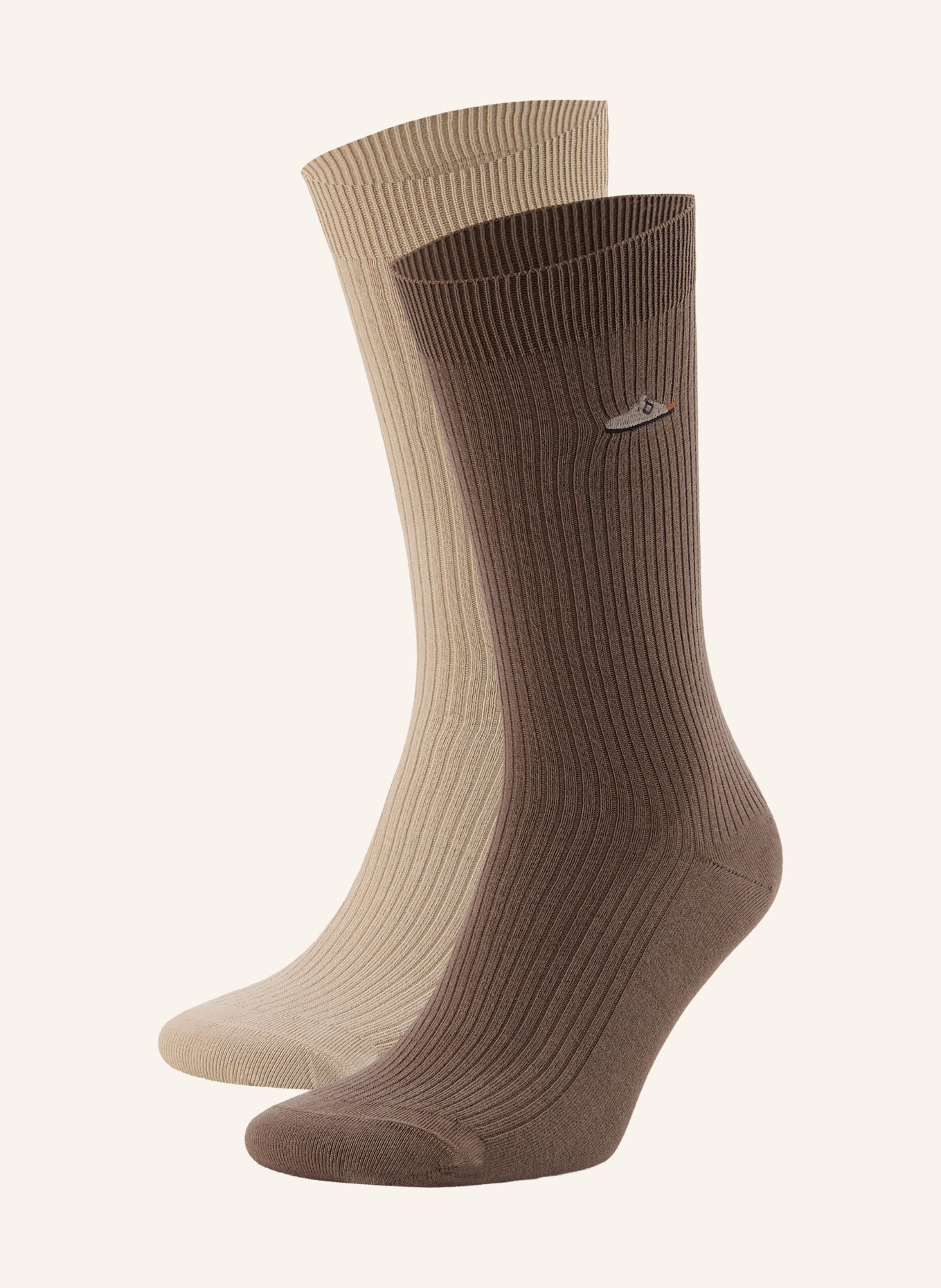 BIRKENSTOCK 2-pak sokker COTTON RIB: BRUN / BEIGE