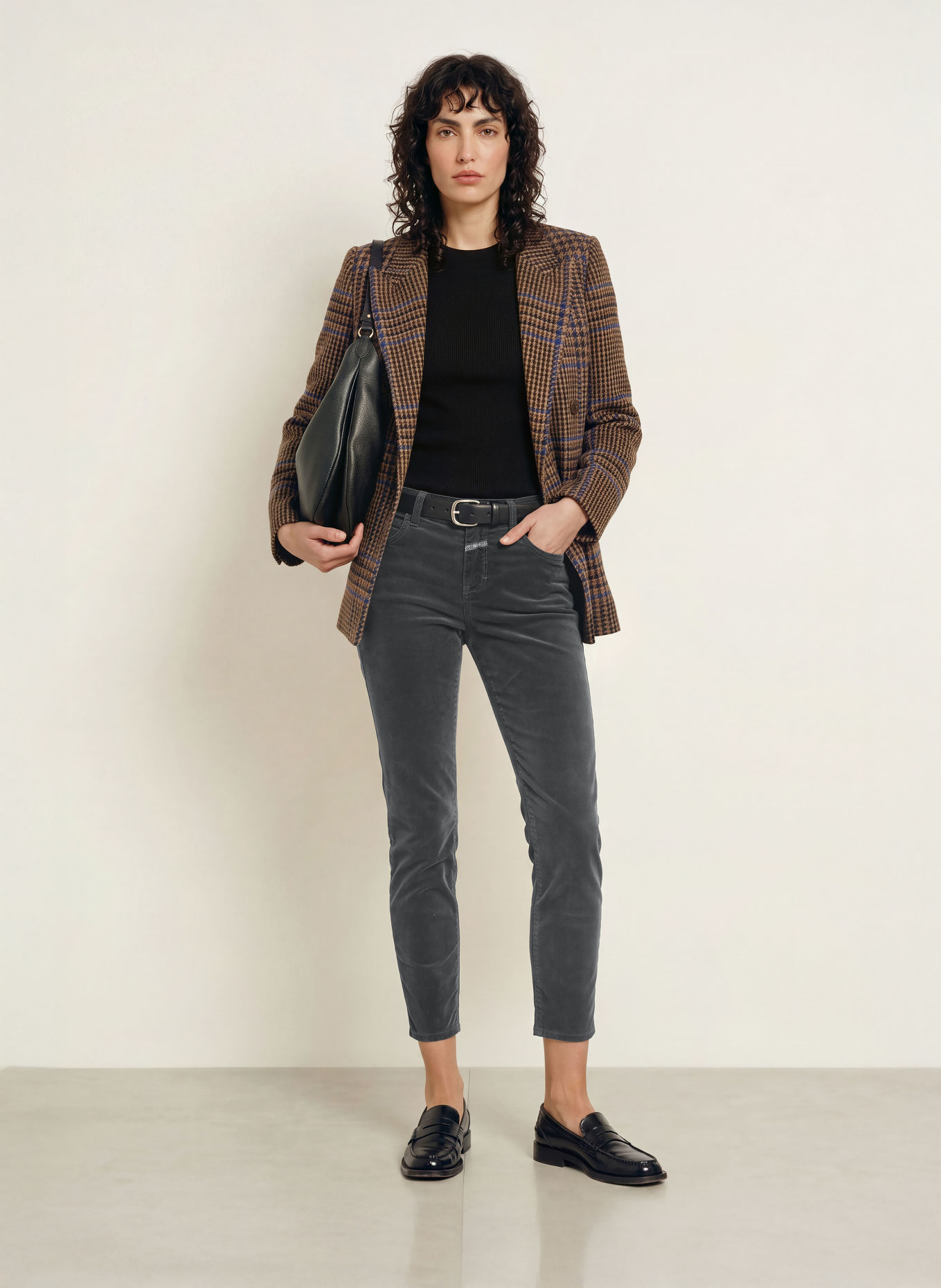 CLOSED 7/8 broek BAKER van fluweel: ZWART