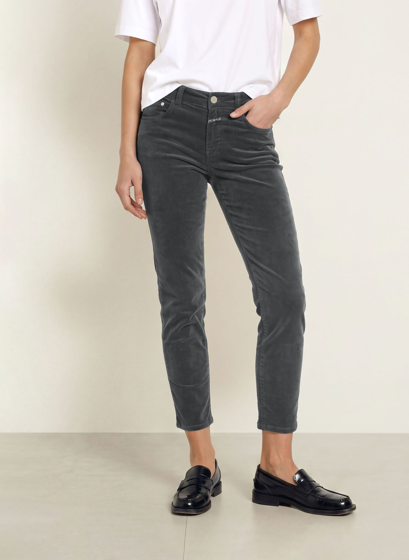 CLOSED 7/8 broek BAKER van fluweel: ZWART