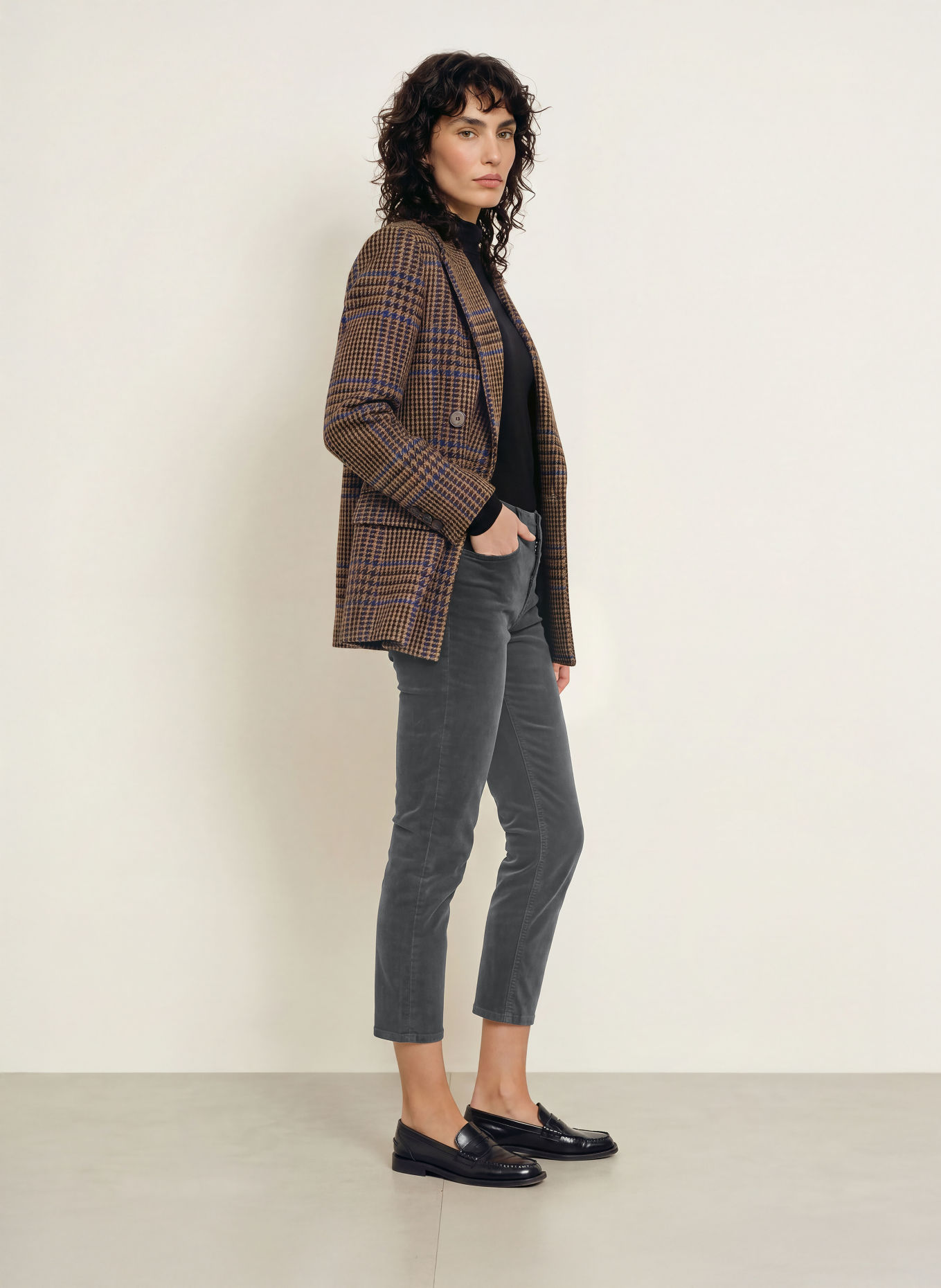 CLOSED 7/8 broek BAKER van fluweel: ZWART