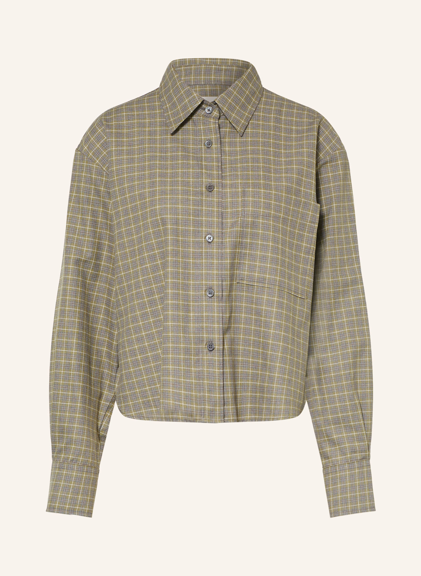 CLOSED Overhemdblouse: KAKI / BRUIN / BLAUWGRIJS