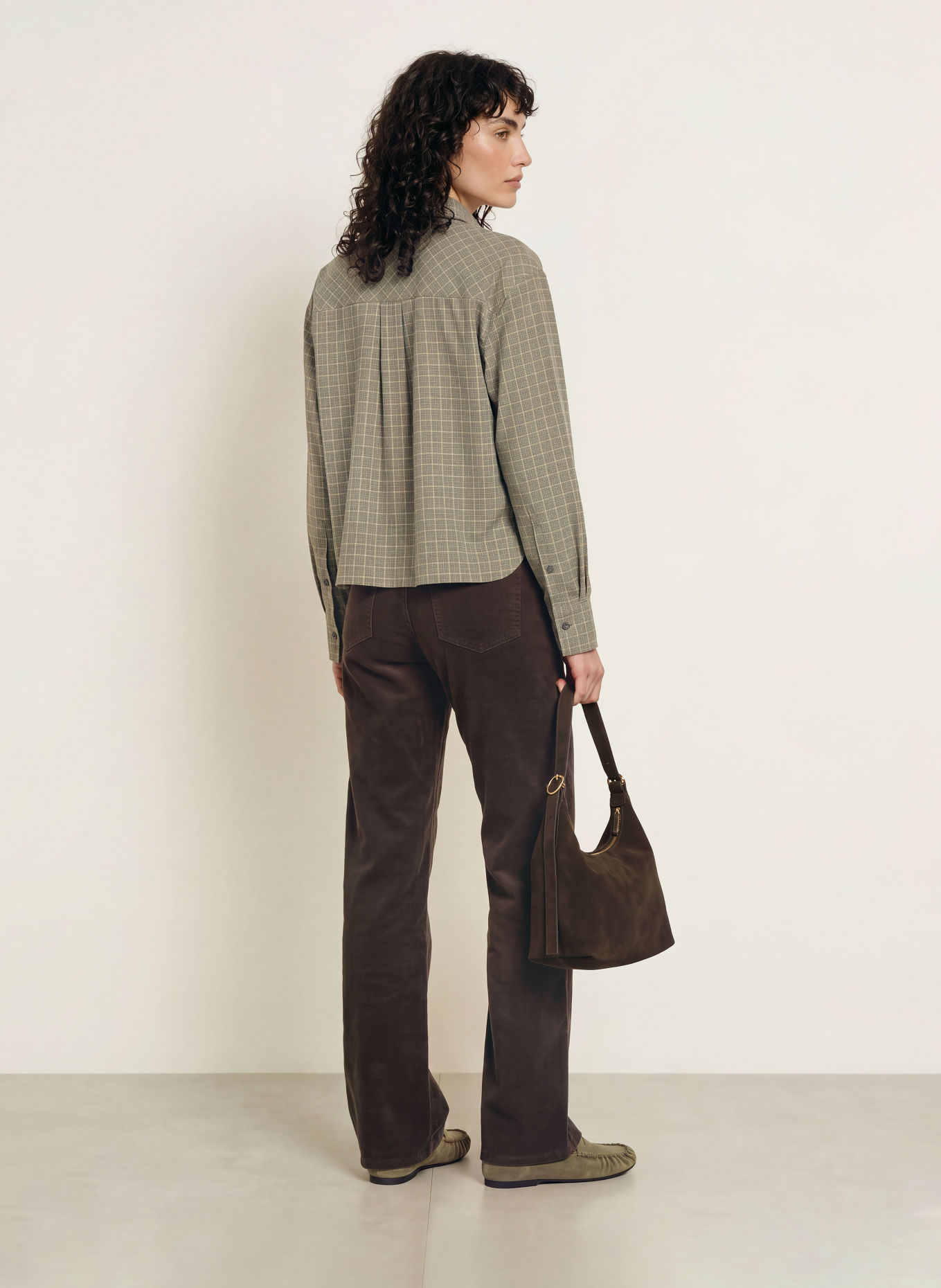 CLOSED Overhemdblouse: KAKI / BRUIN / BLAUWGRIJS