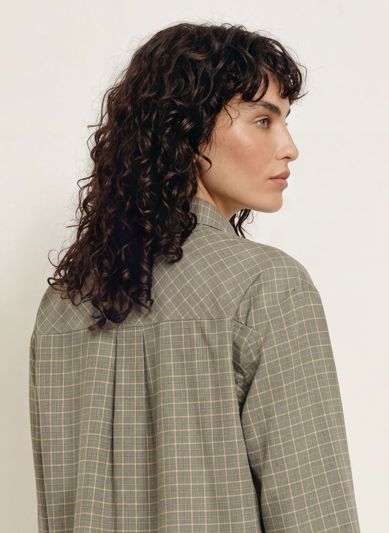 CLOSED Overhemdblouse: KAKI / BRUIN / BLAUWGRIJS