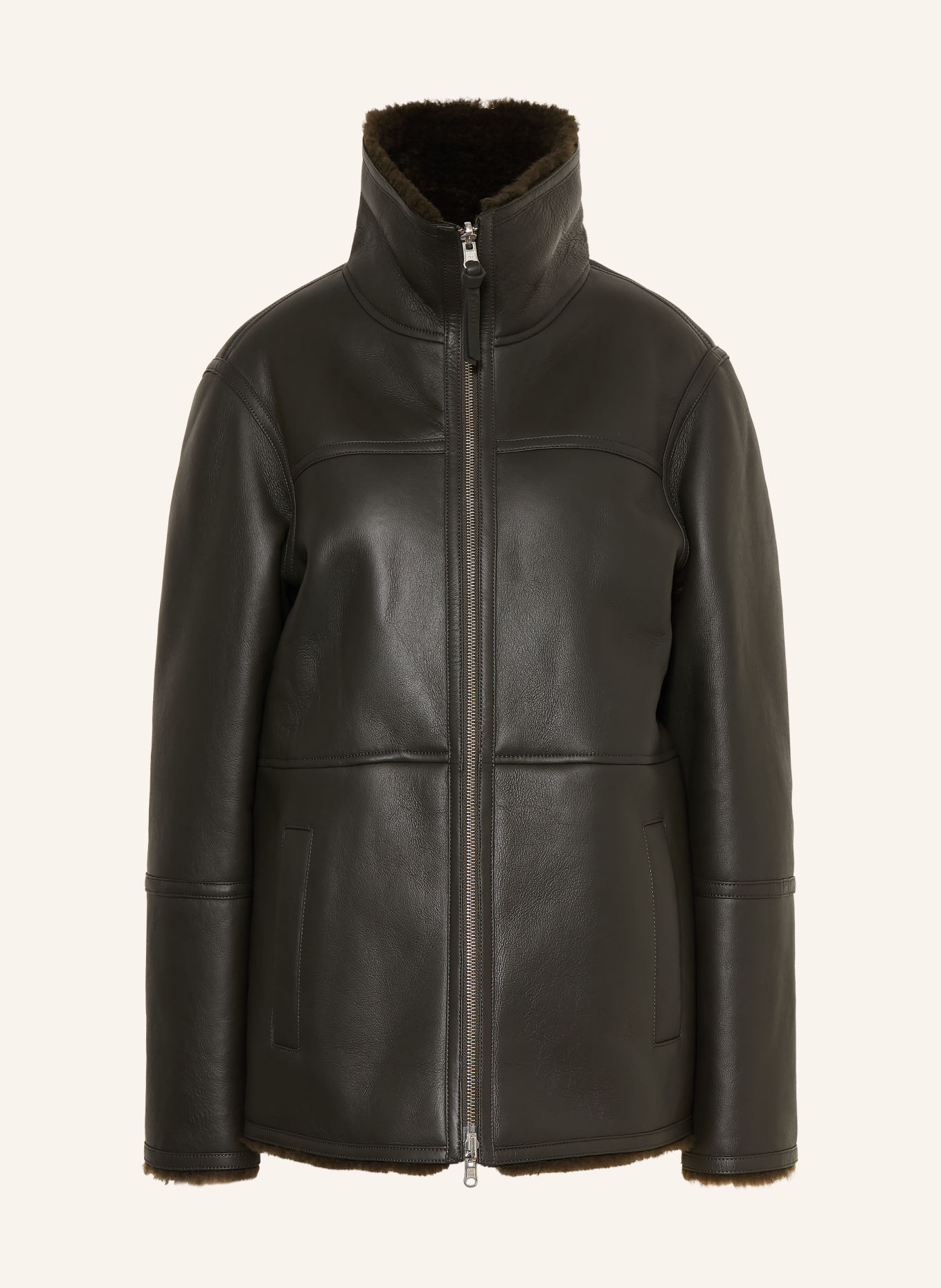 CLOSED Reversible leather jacket: DARK GRAY