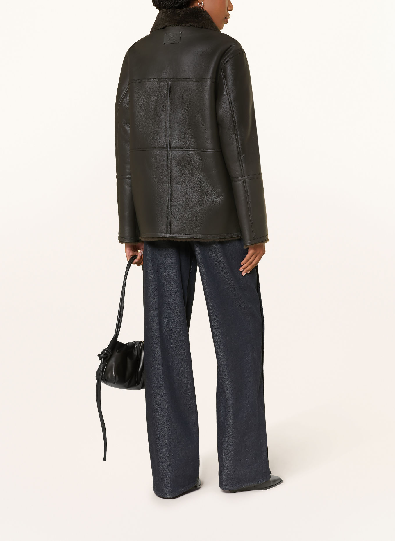 CLOSED Reversible leather jacket: DARK GRAY