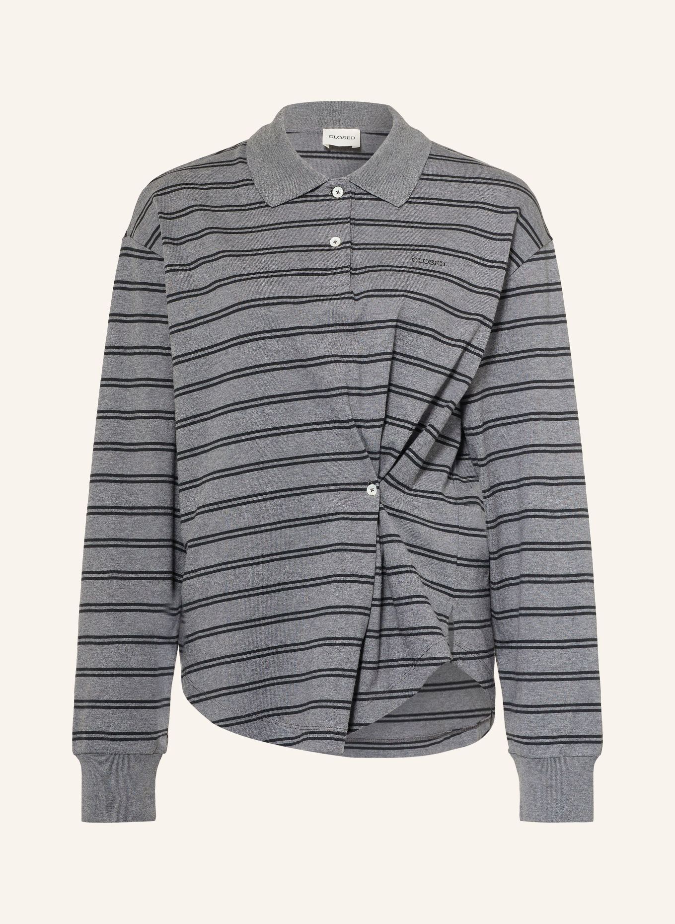 CLOSED Jersey-Poloshirt: GRAU / SCHWARZ