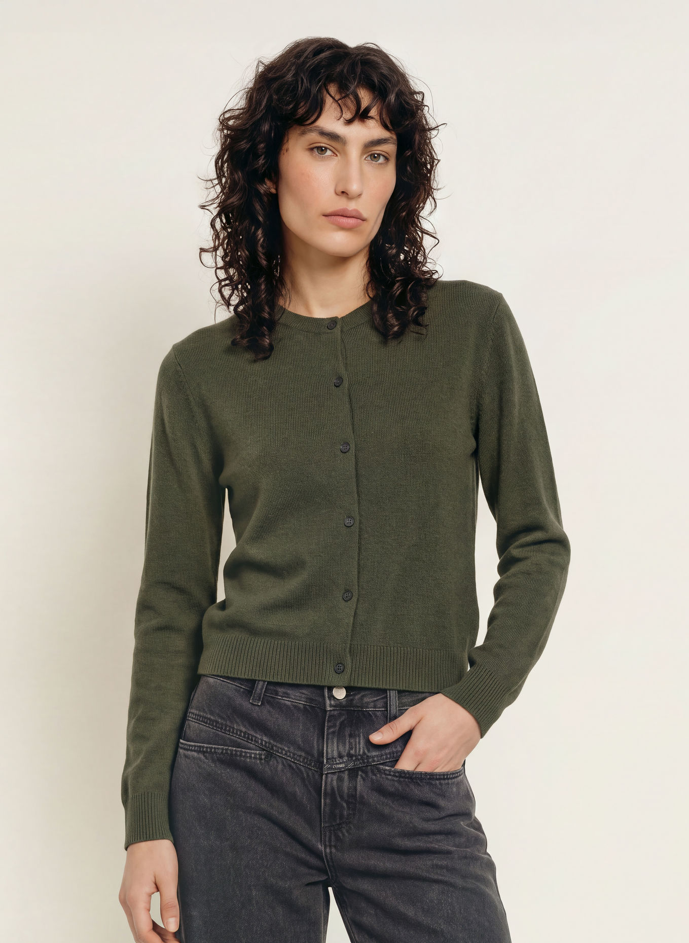 CLOSED Vest: DONKERGROEN