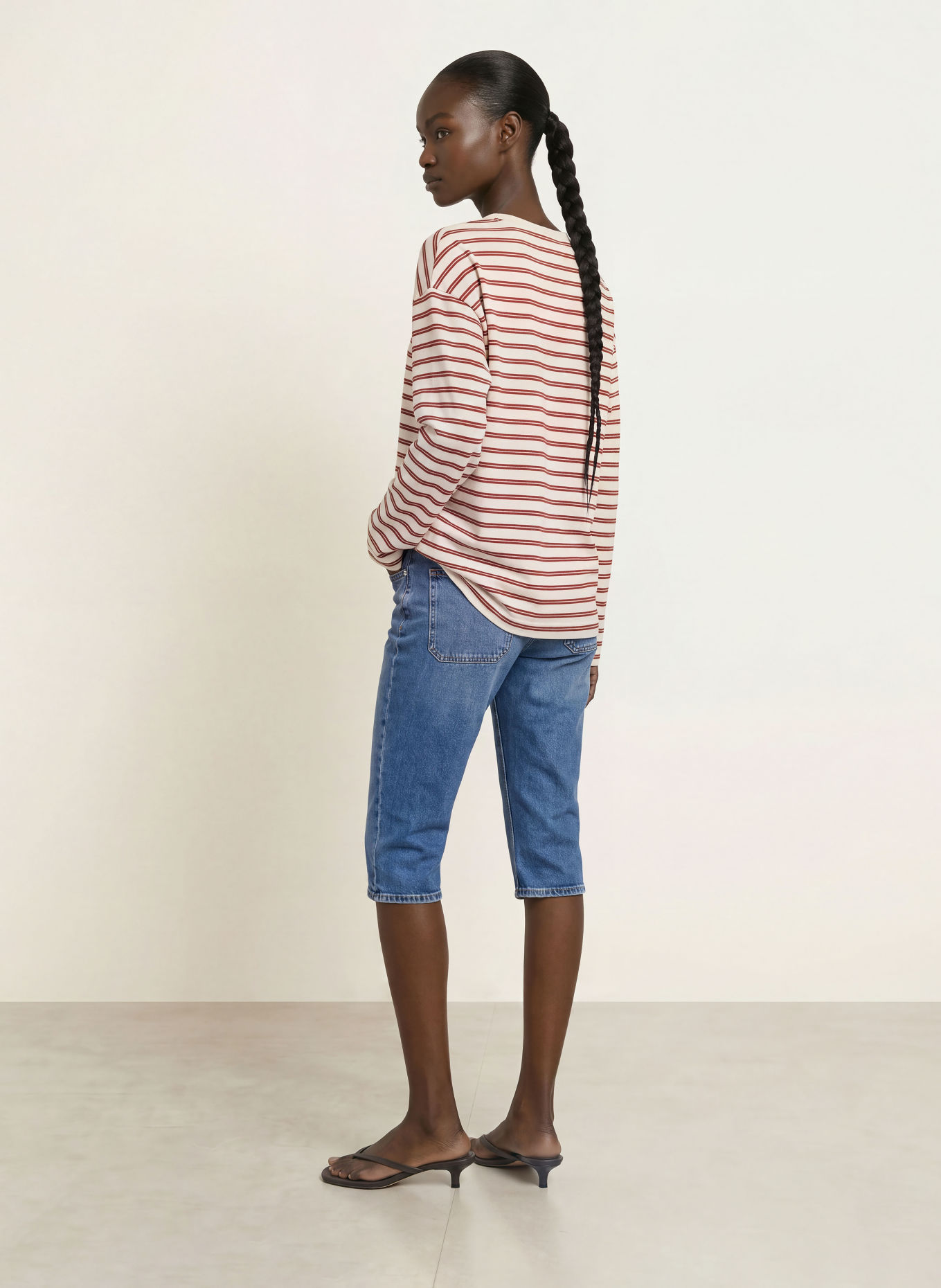 CLOSED Longsleeve: CRÈME / MARRON FONCÉ / ROOD