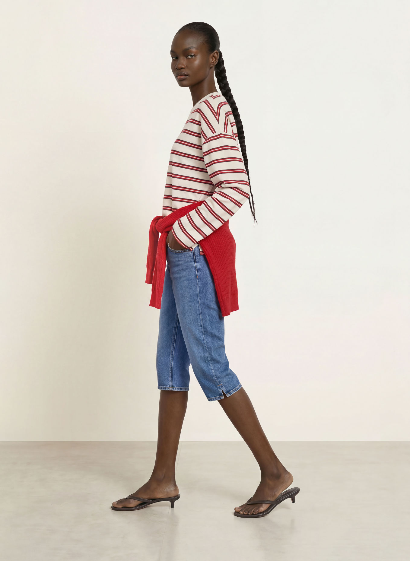 CLOSED Longsleeve: CRÈME / MARRON FONCÉ / ROOD
