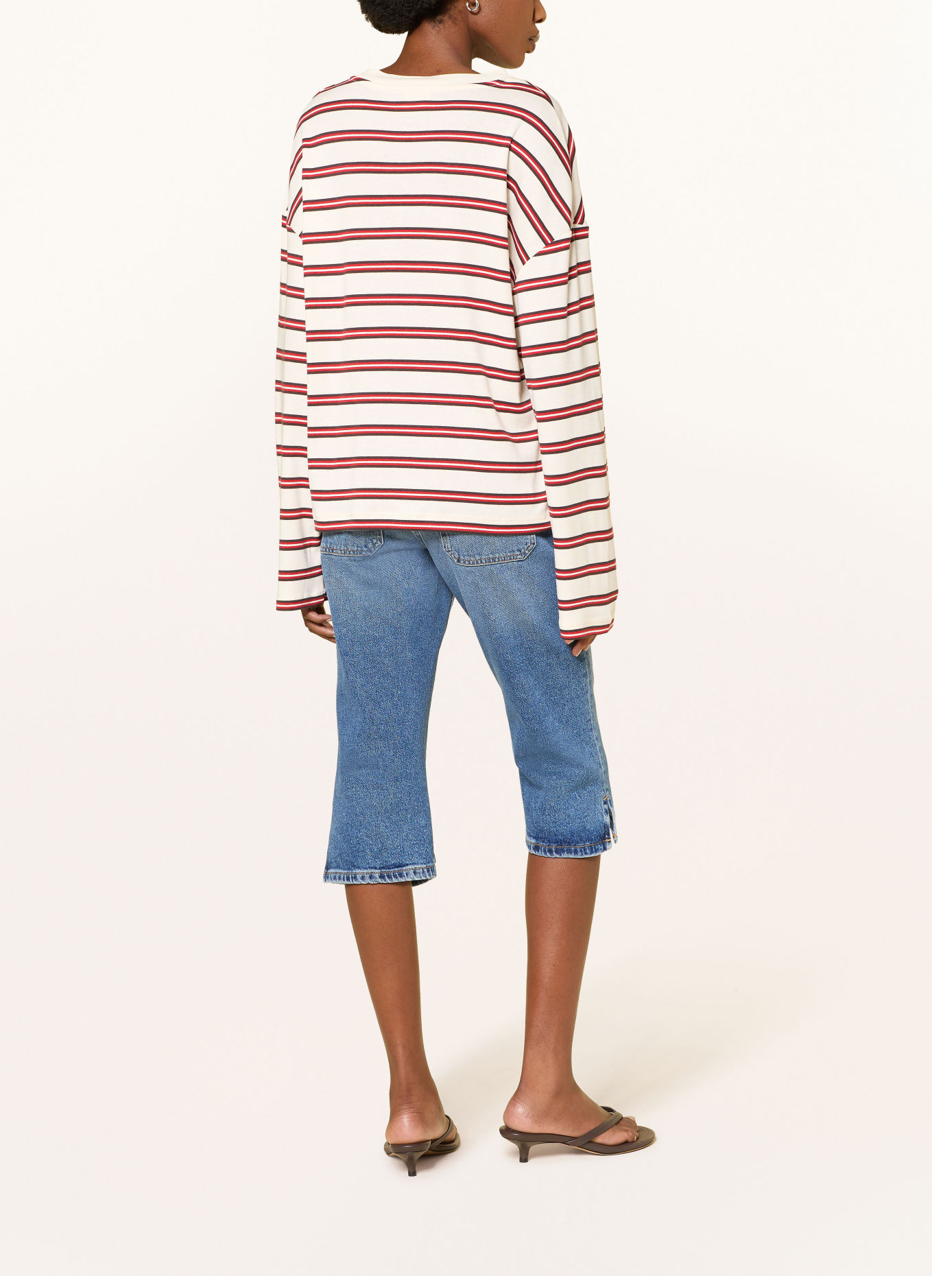 CLOSED Longsleeve: CRÈME / MARRON FONCÉ / ROOD