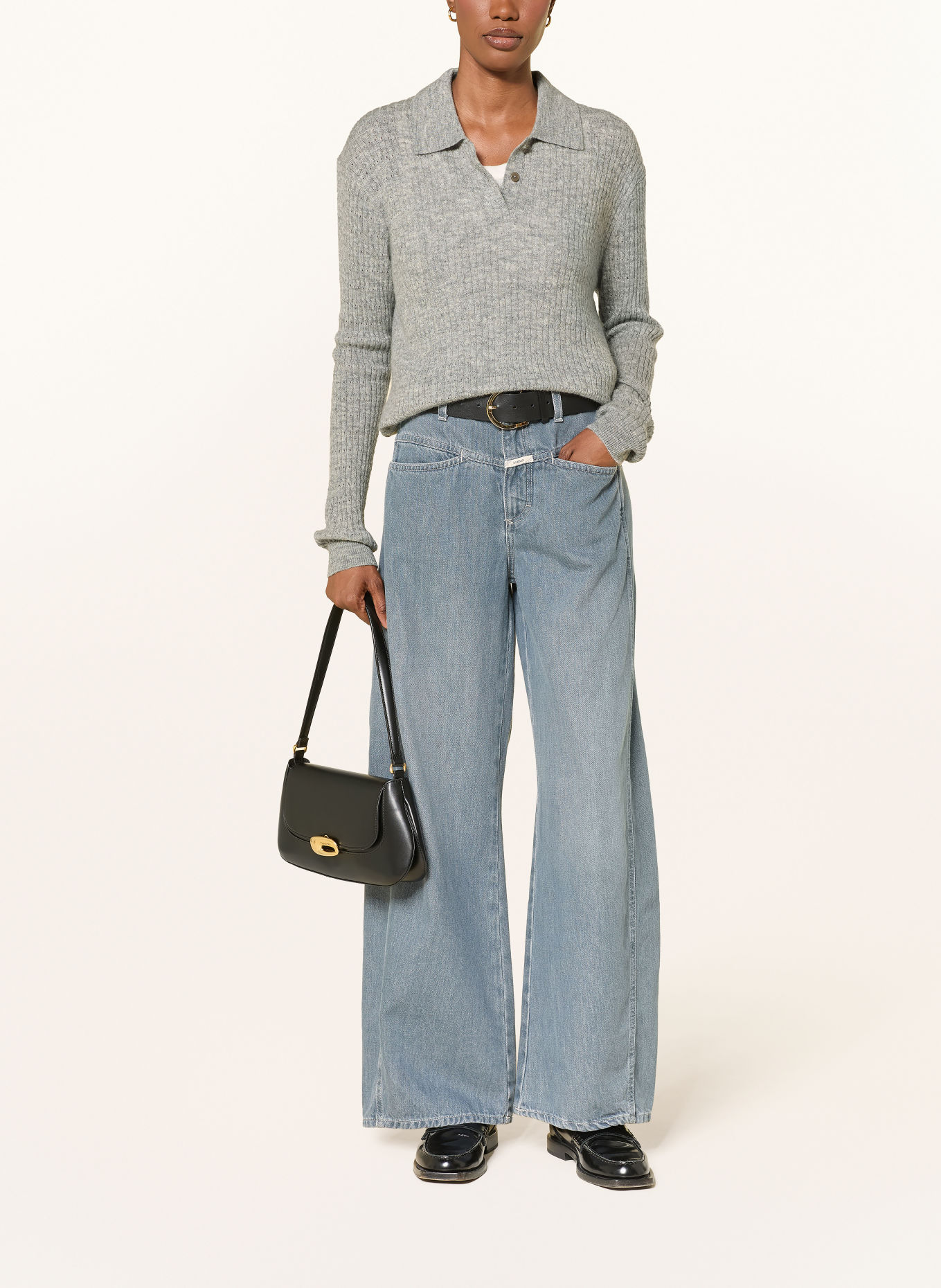 CLOSED Knit polo shirt: GRAY