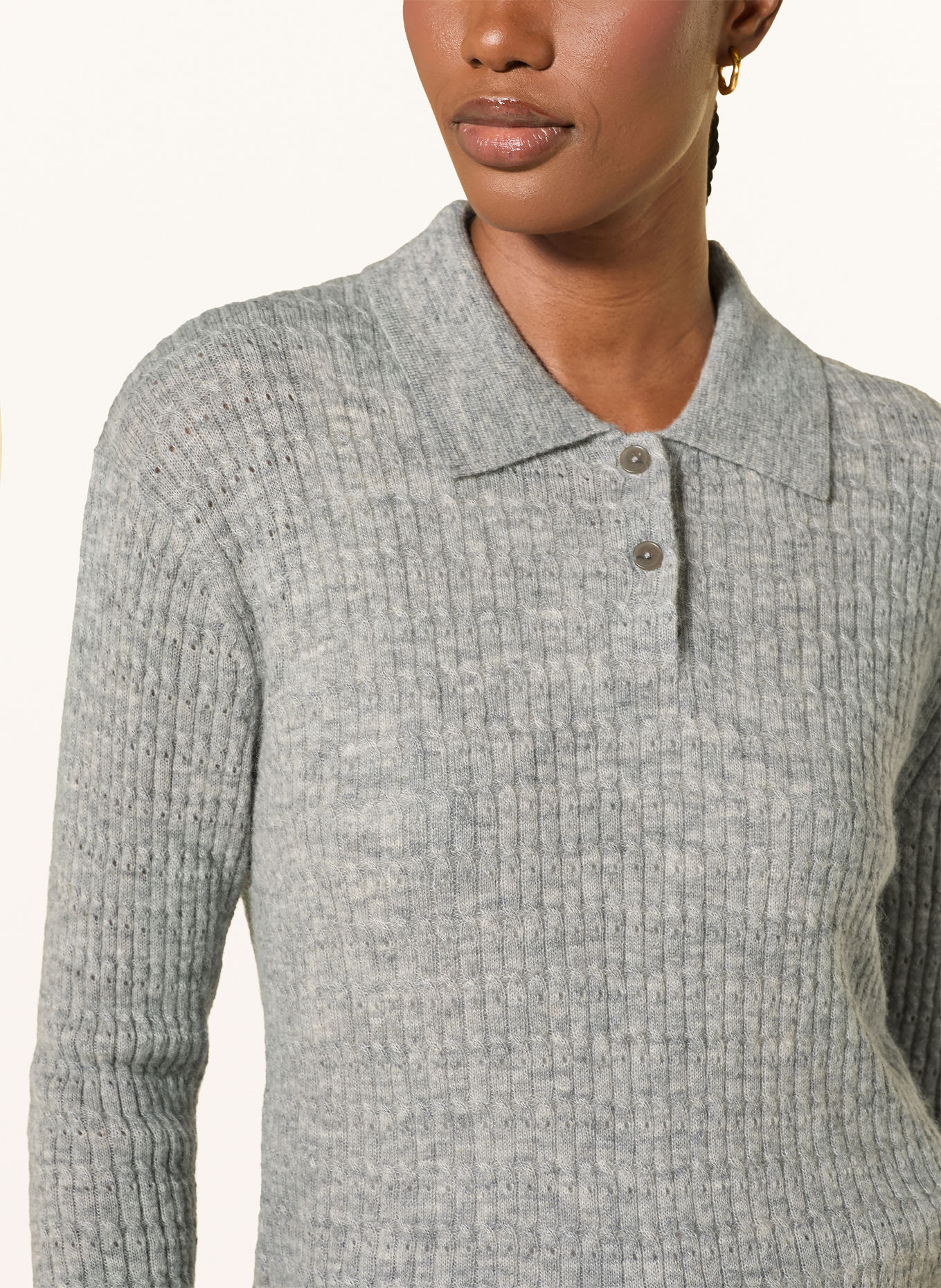 CLOSED Knit polo shirt: GRAY