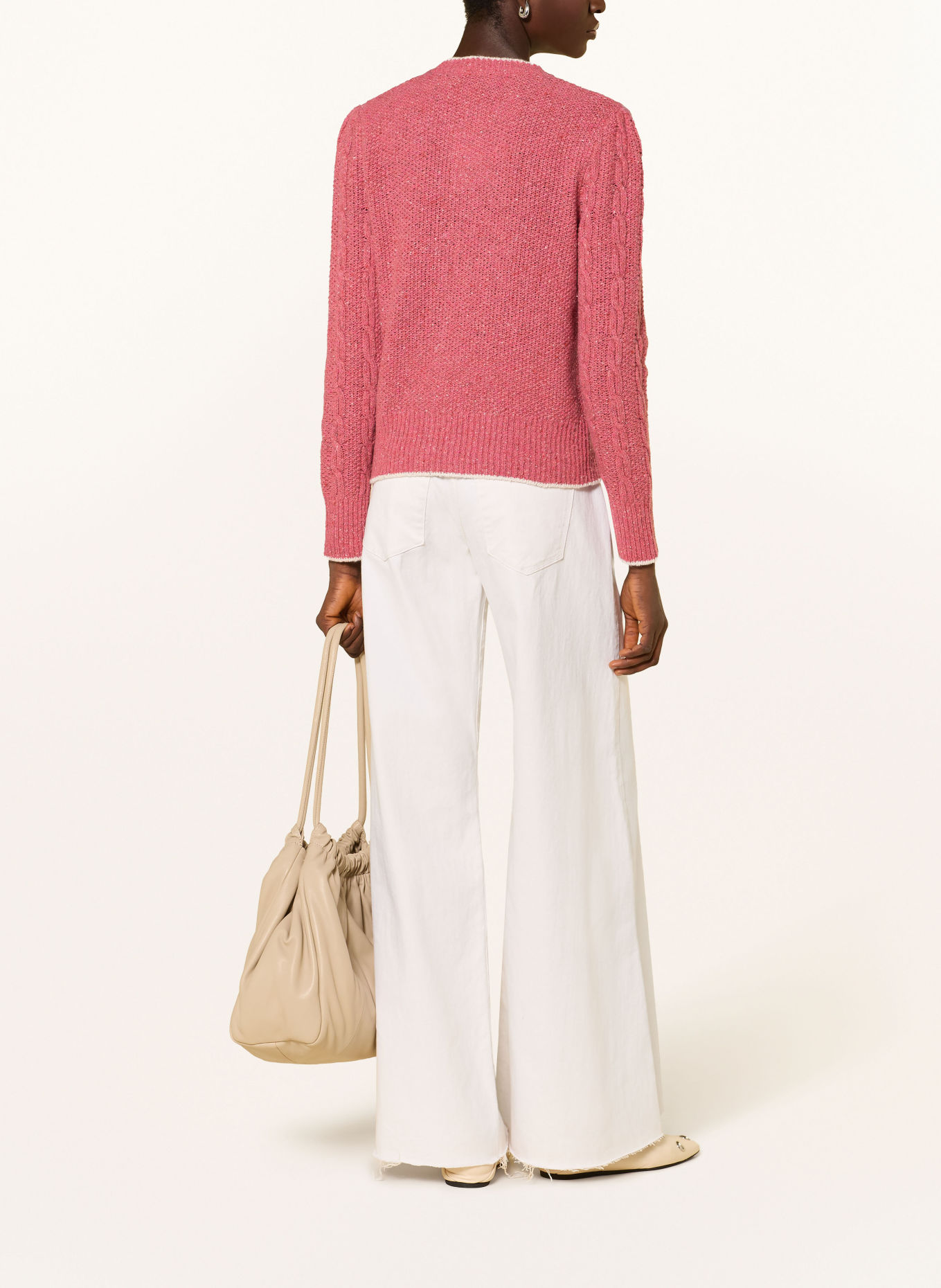 MAERZ MUENCHEN Gilet: VIEUX ROSE / BLANC