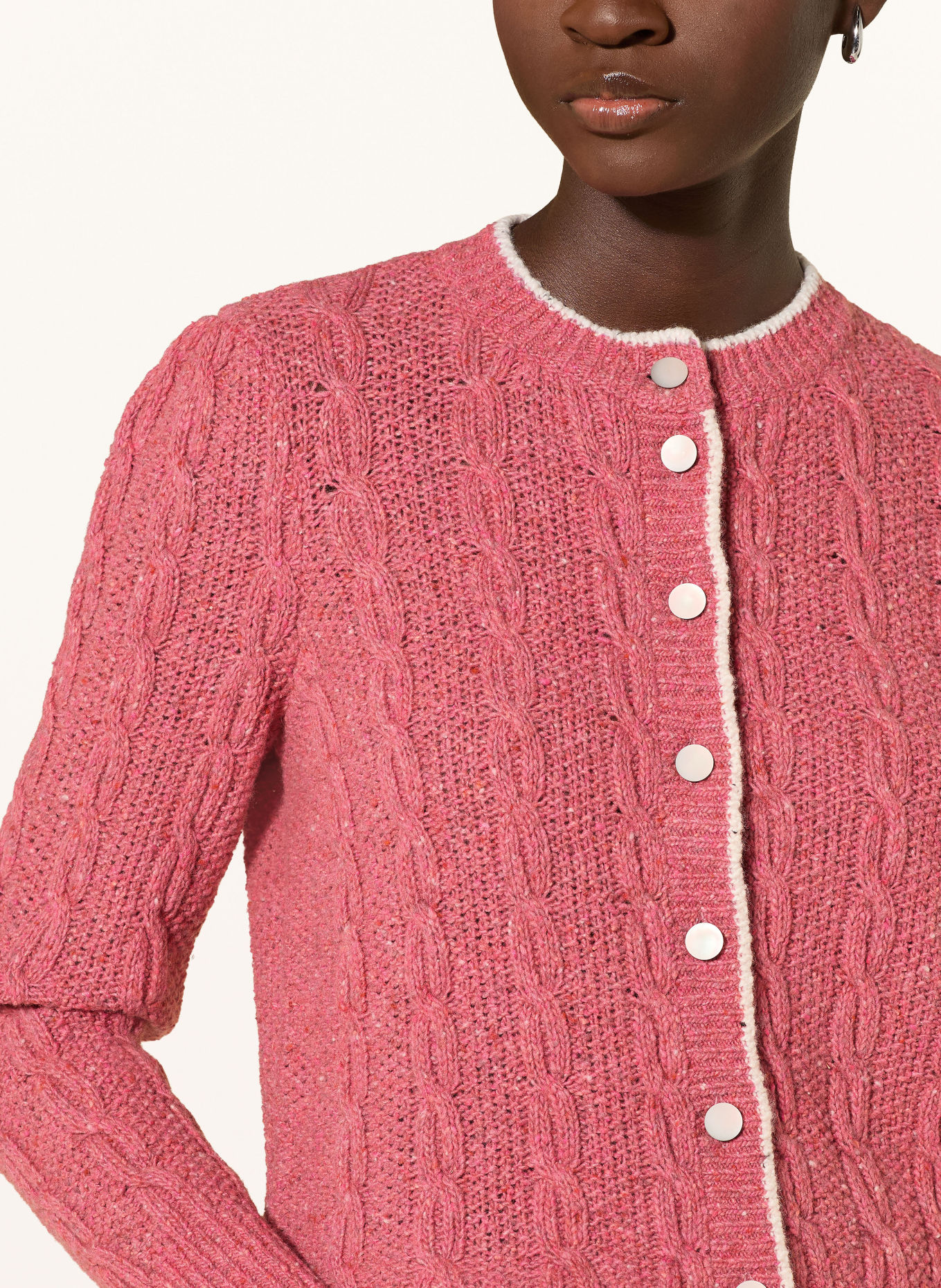 MAERZ MUENCHEN Gilet: VIEUX ROSE / BLANC