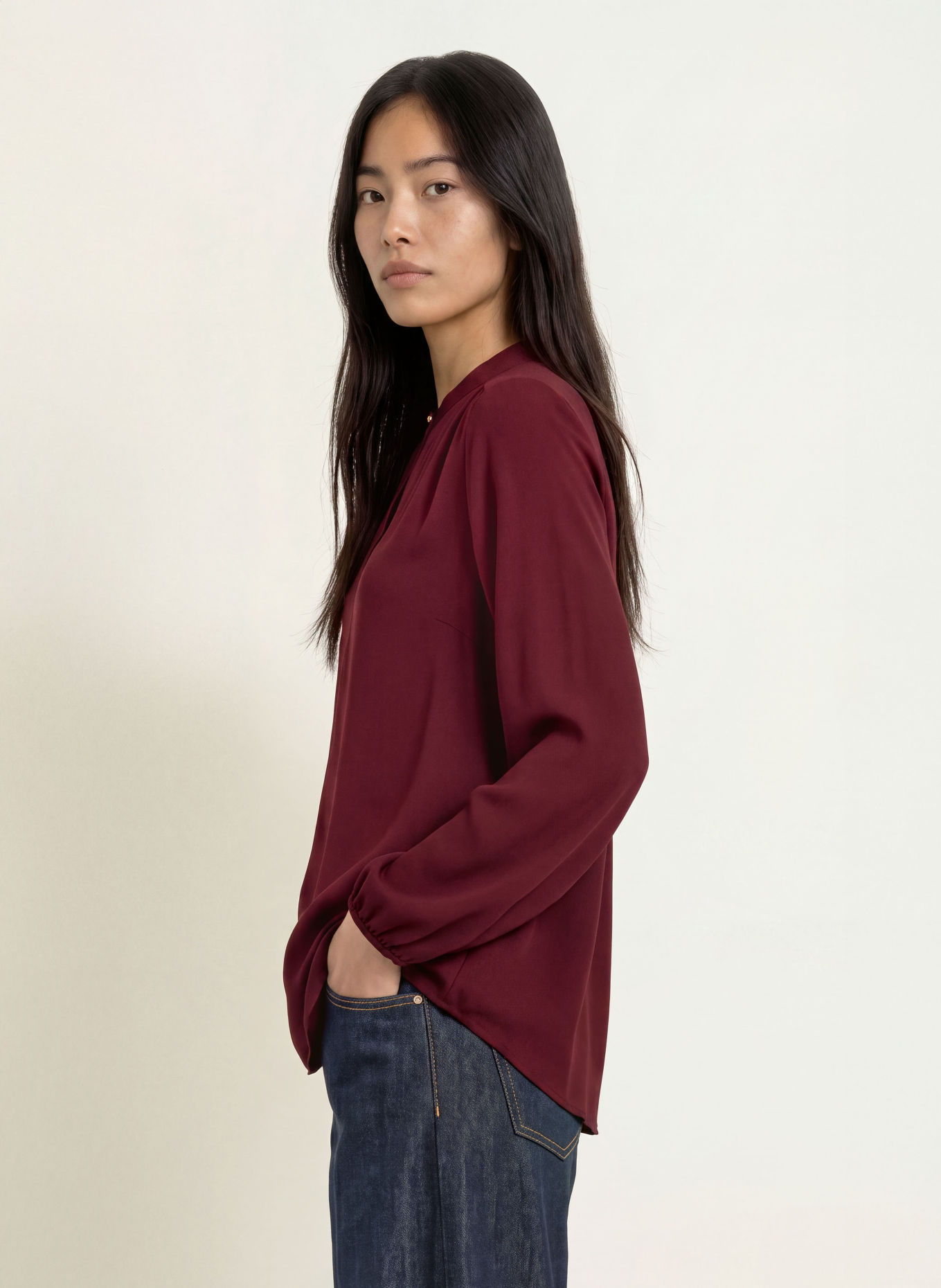 MORE & MORE Blusenshirt: DUNKELROT