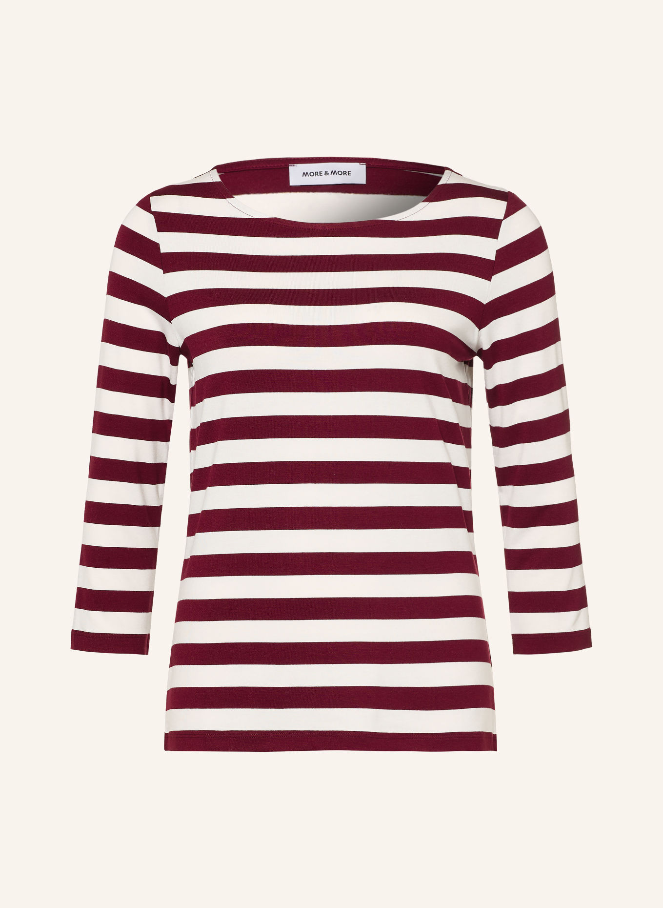 MORE & MORE Shirt mit 3/4-Arm: DUNKELROT / WEISS