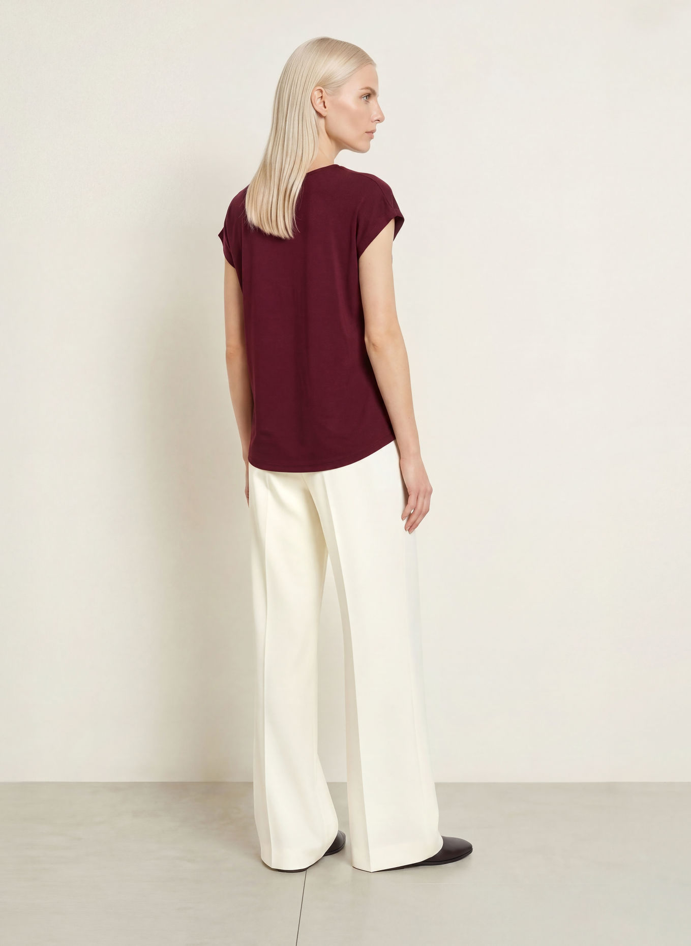MORE & MORE T-shirt in a blend of materials: DARK RED