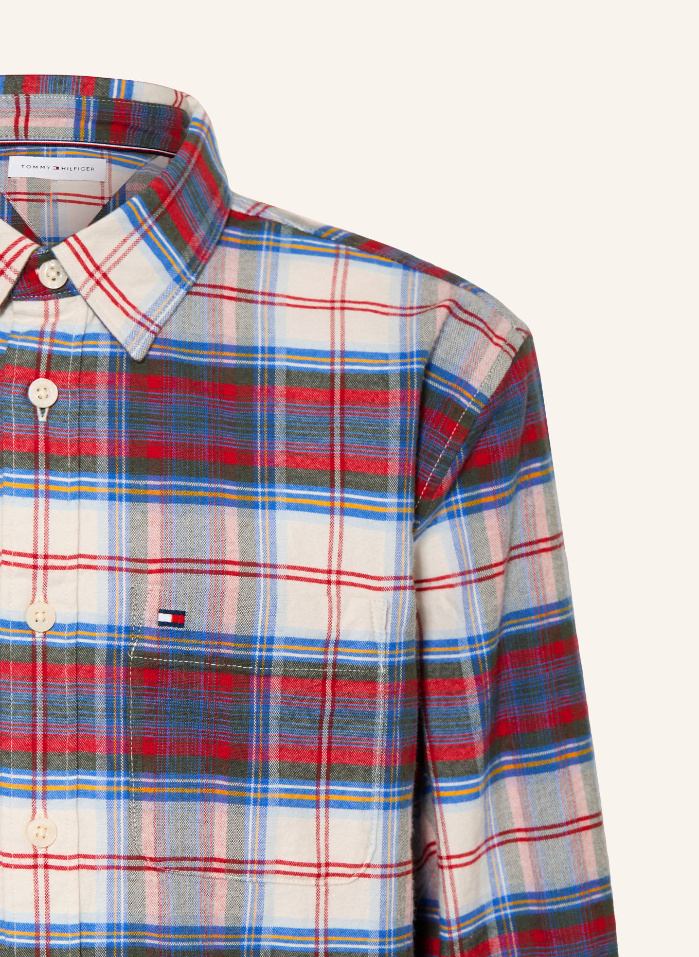 TOMMY HILFIGER Flanelová košile: BÍLÁ / ČERVENÁ / MODRÁ