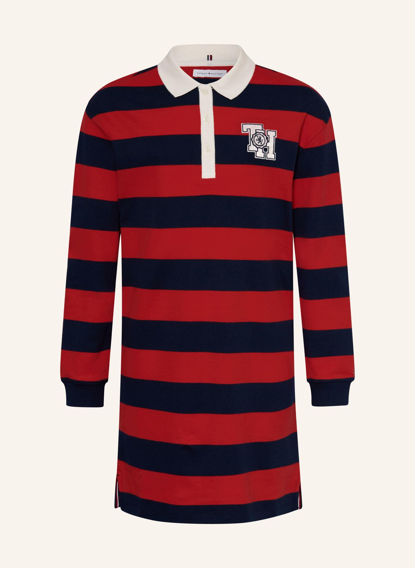 TOMMY HILFIGER Sukienka polo z jerseyu: CZERWONY / GRANATOWY / BIAŁY