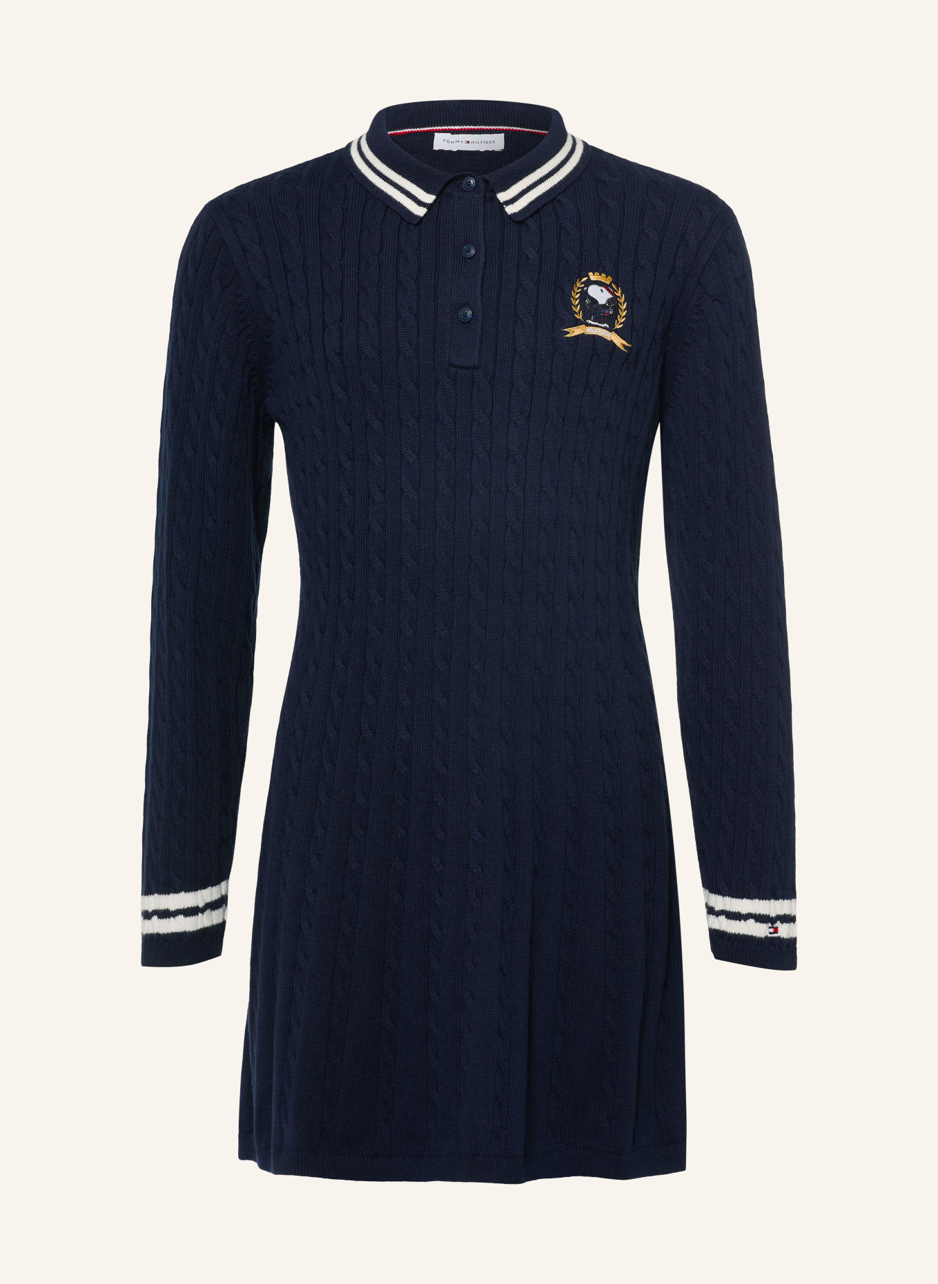TOMMY HILFIGER Gebreide Polojurk PEANUTS™: DONKERBLAUW / WIT