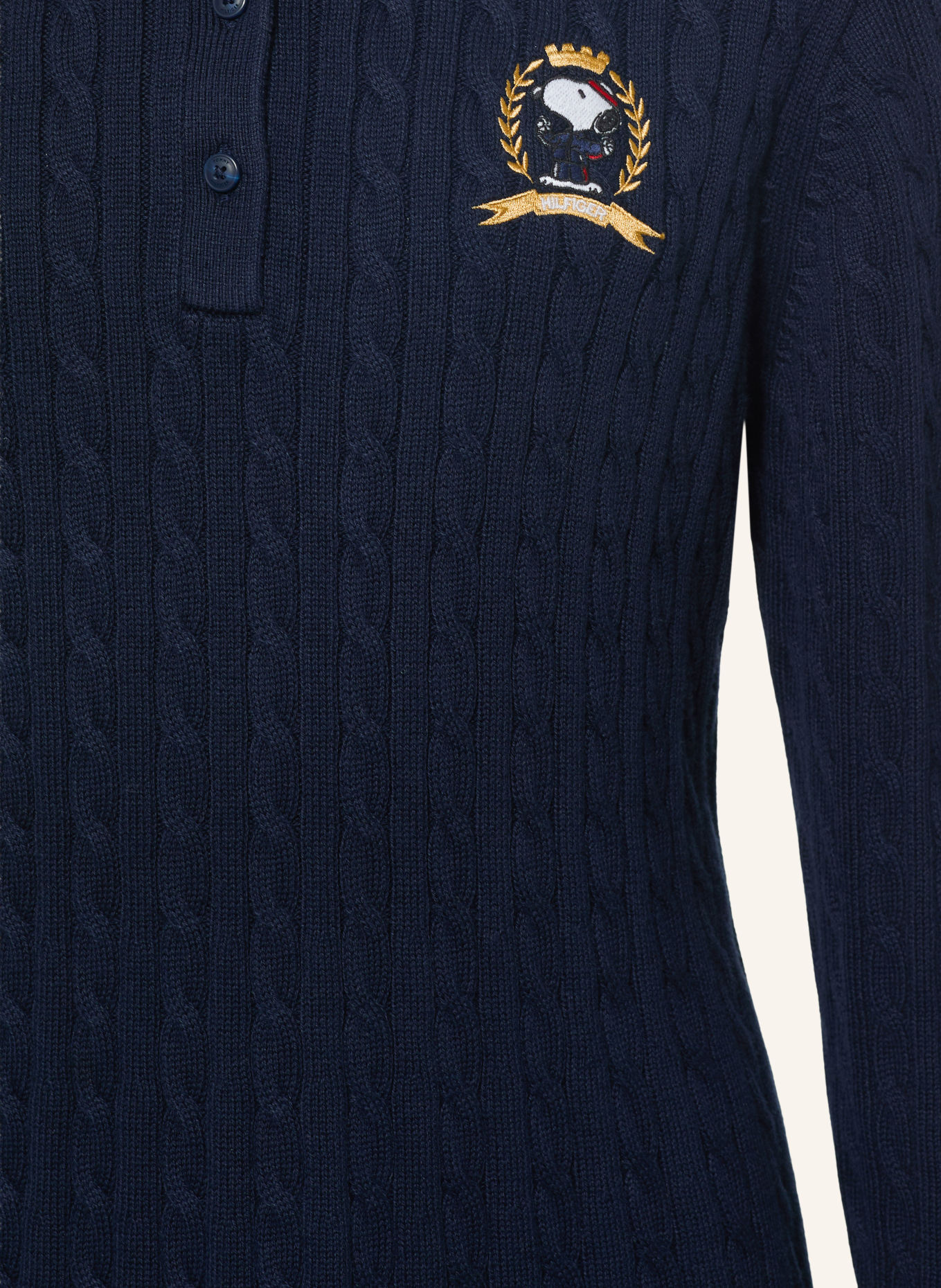 TOMMY HILFIGER Gebreide Polojurk PEANUTS™: DONKERBLAUW / WIT