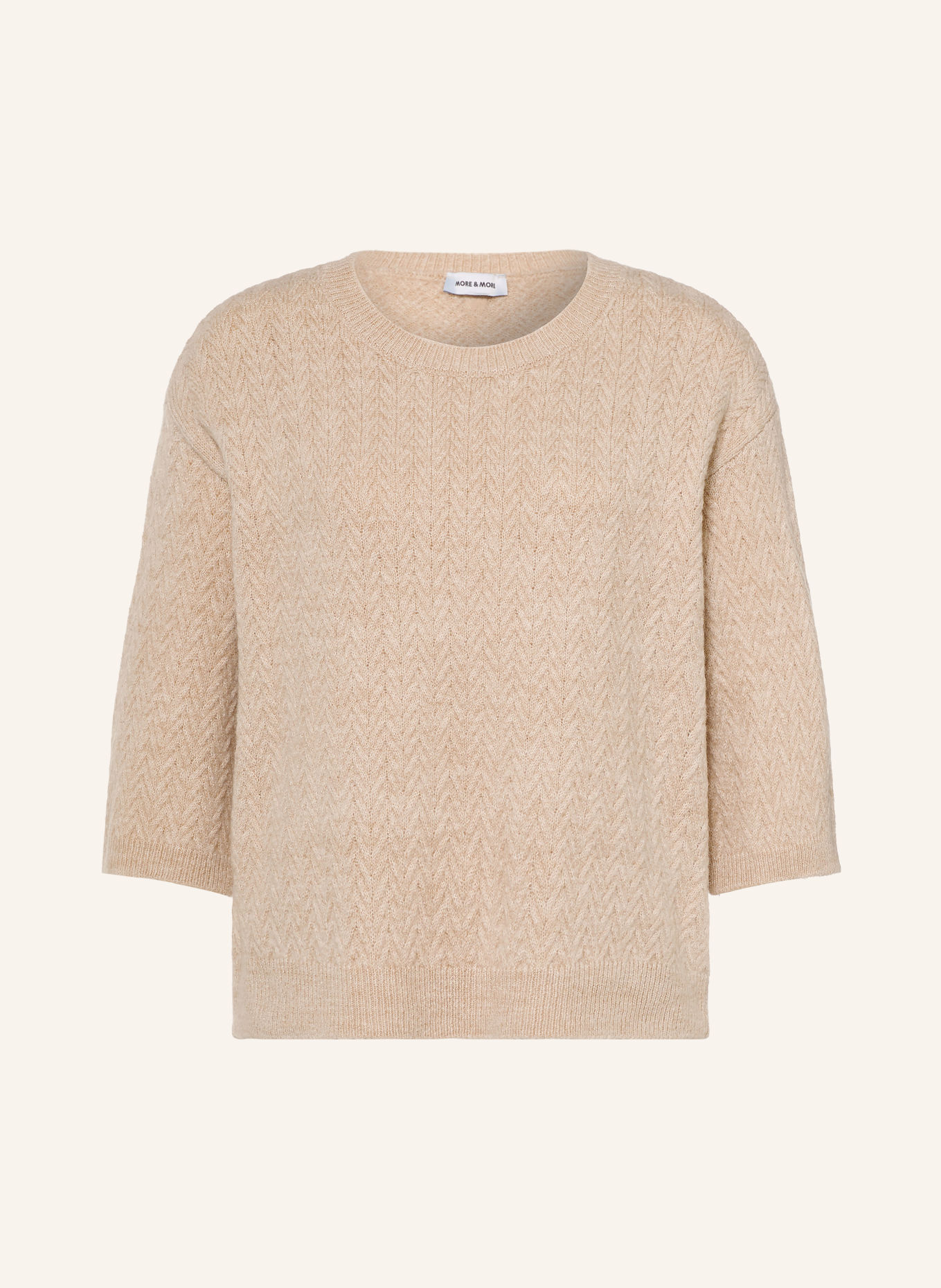 MORE & MORE Gebreid shirt met 3/4-mouwen: BEIGE