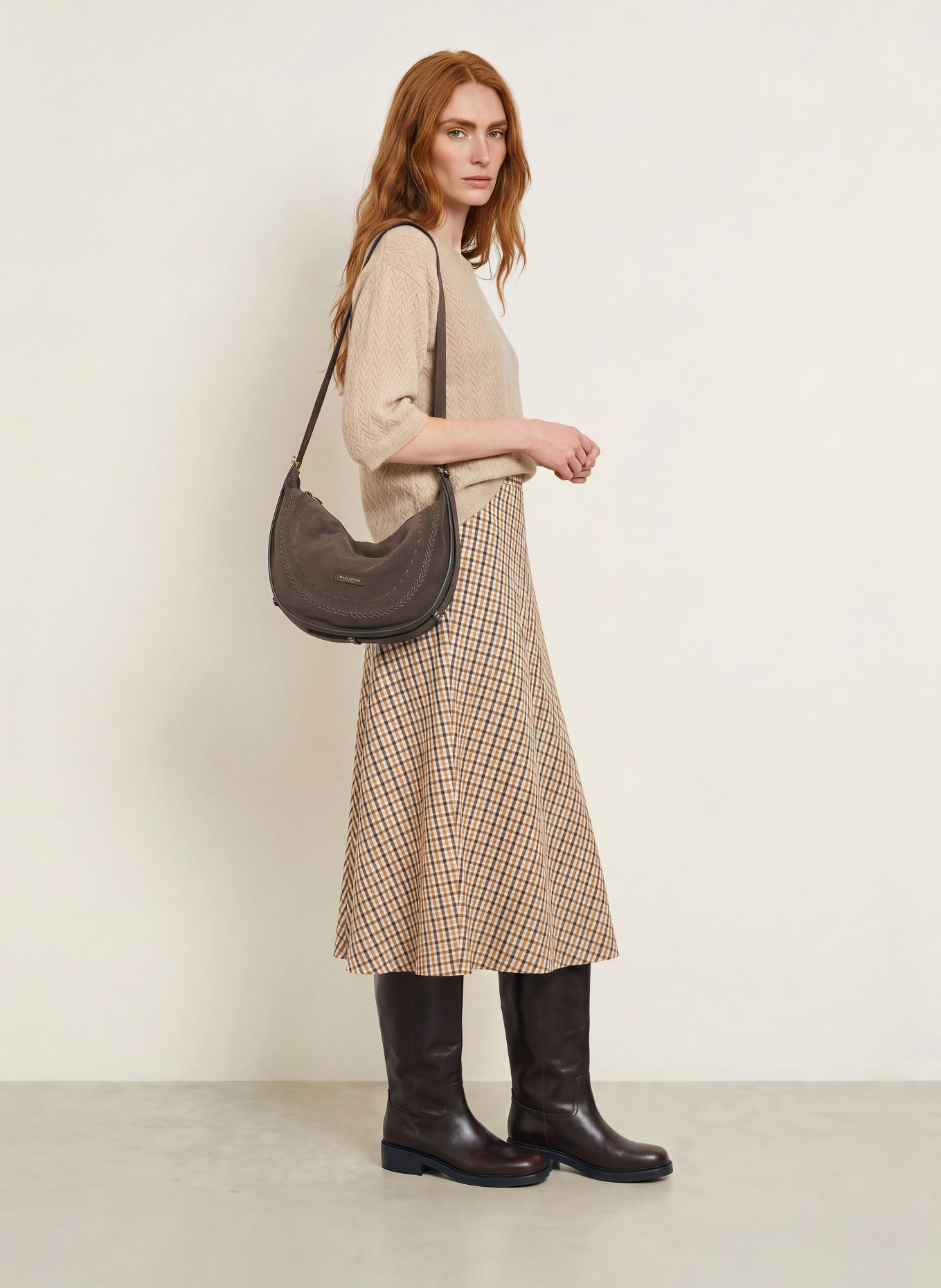 MORE & MORE Gebreid shirt met 3/4-mouwen: BEIGE