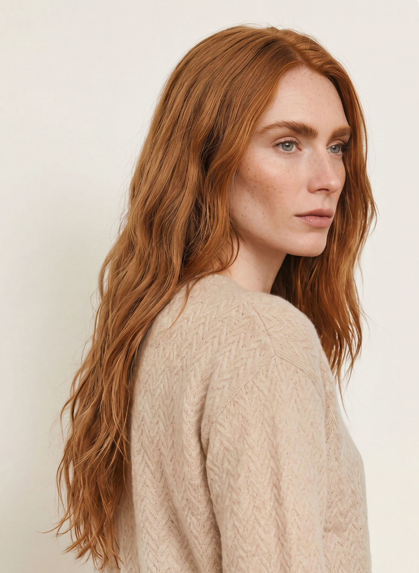 MORE & MORE Gebreid shirt met 3/4-mouwen: BEIGE