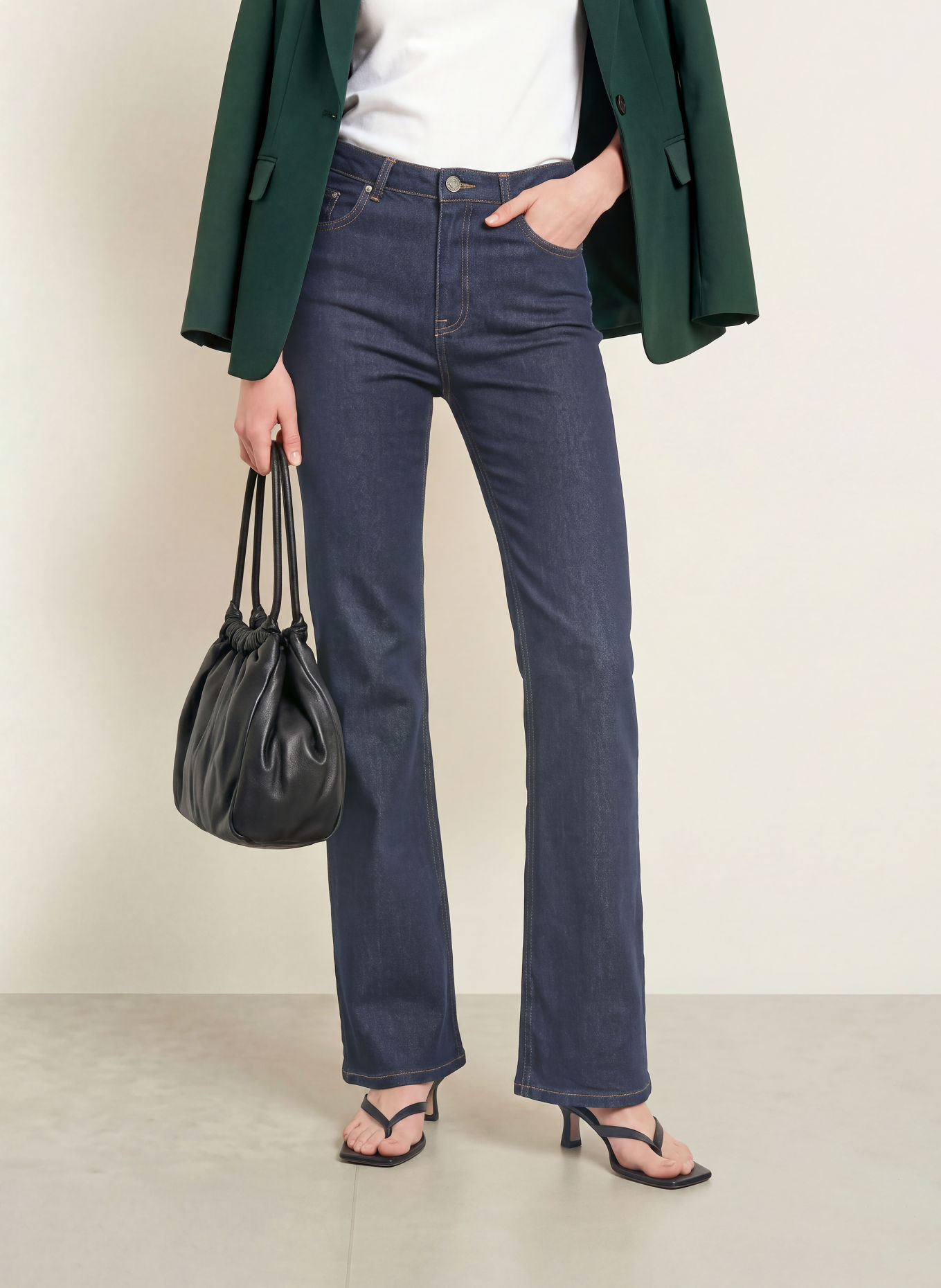 MORE & MORE Flared jeans: 0970 rinse wash denim dark blue