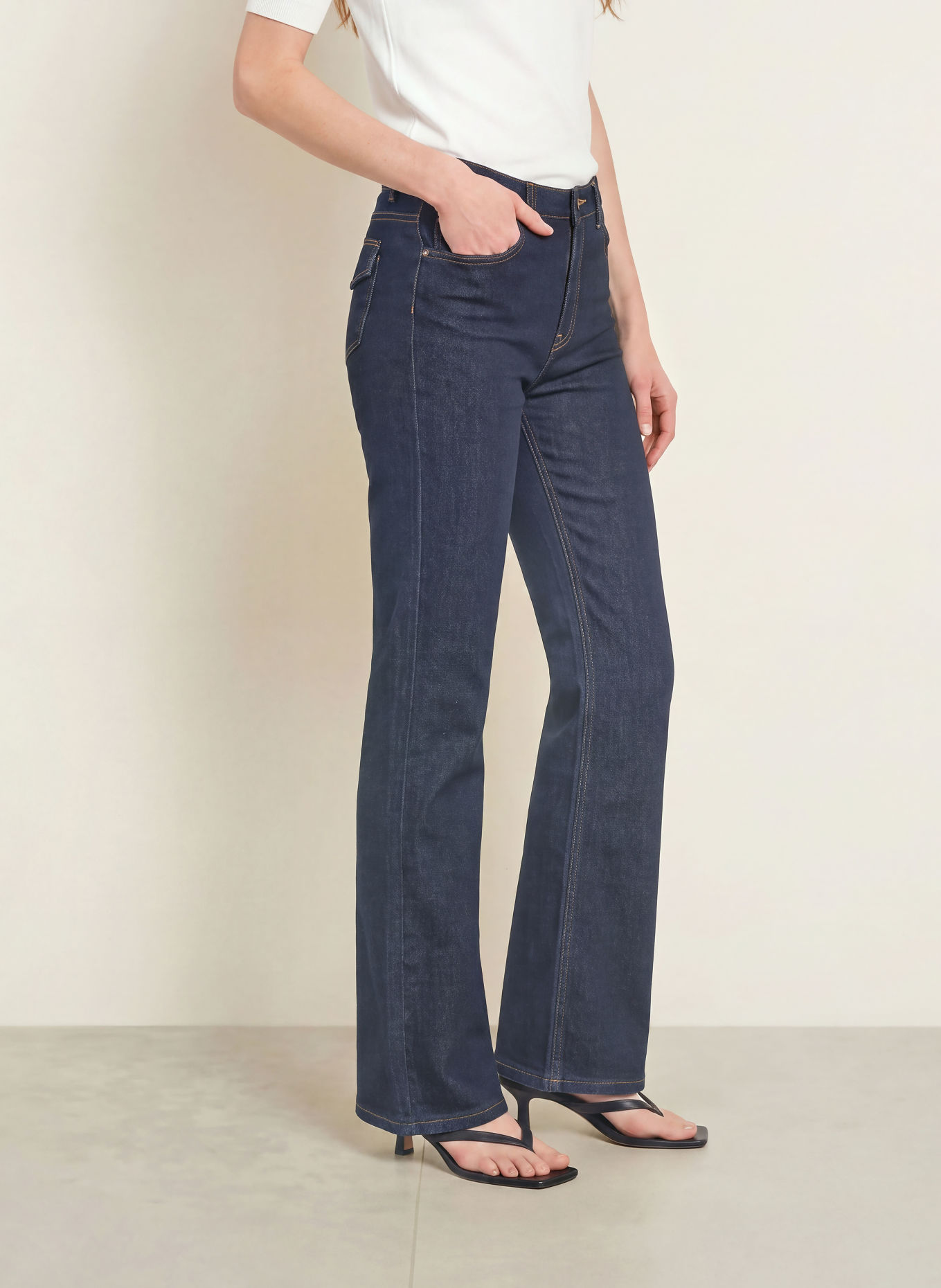 MORE & MORE Flared jeans: 0970 rinse wash denim dark blue