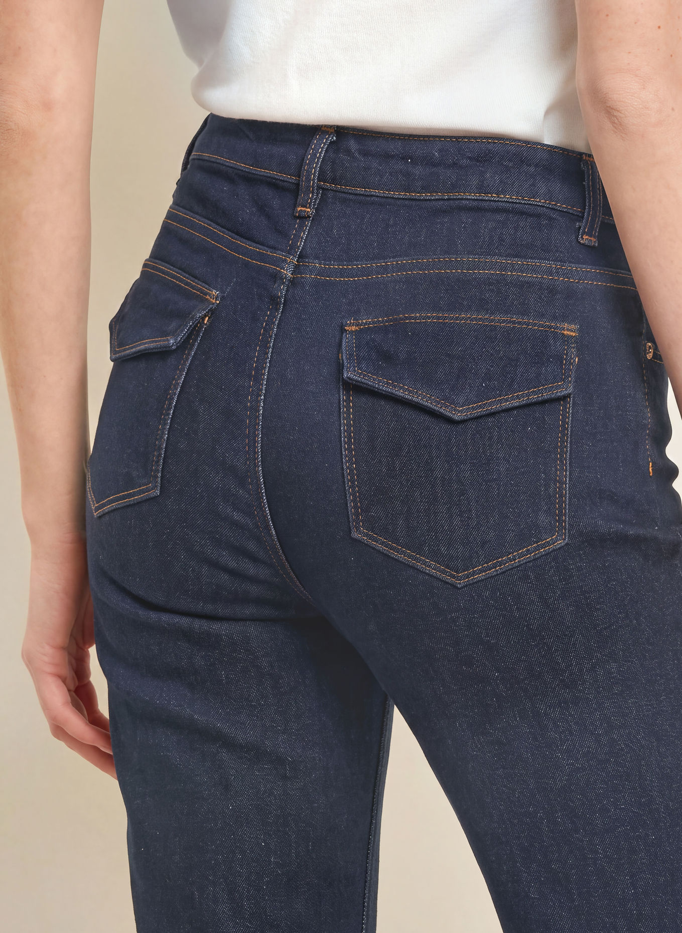 MORE & MORE Flared jeans: 0970 rinse wash denim dark blue