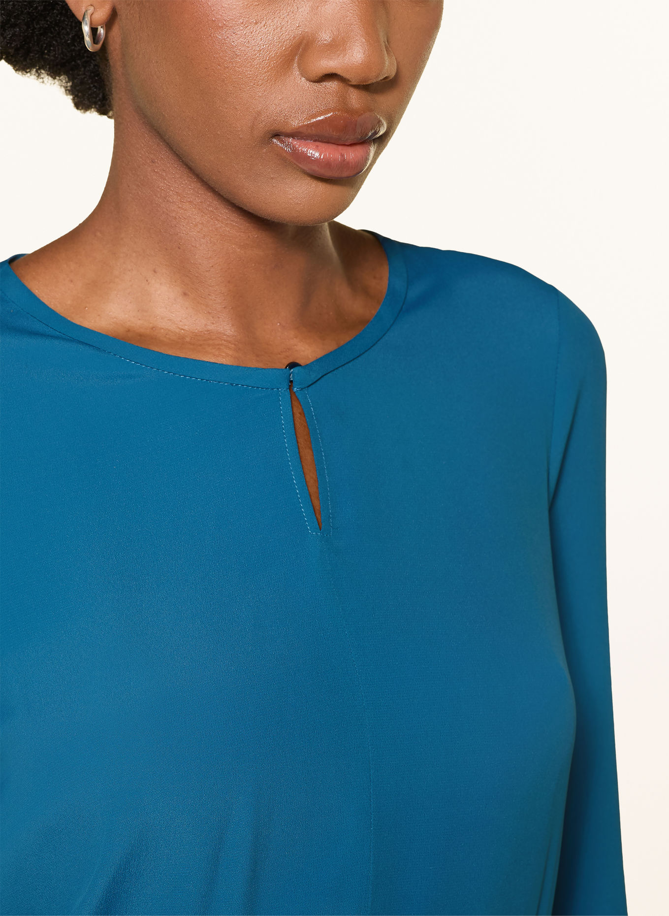 LUISA CERANO Shirt blouse in a mix of materials with 3/4 sleeves: BLUE