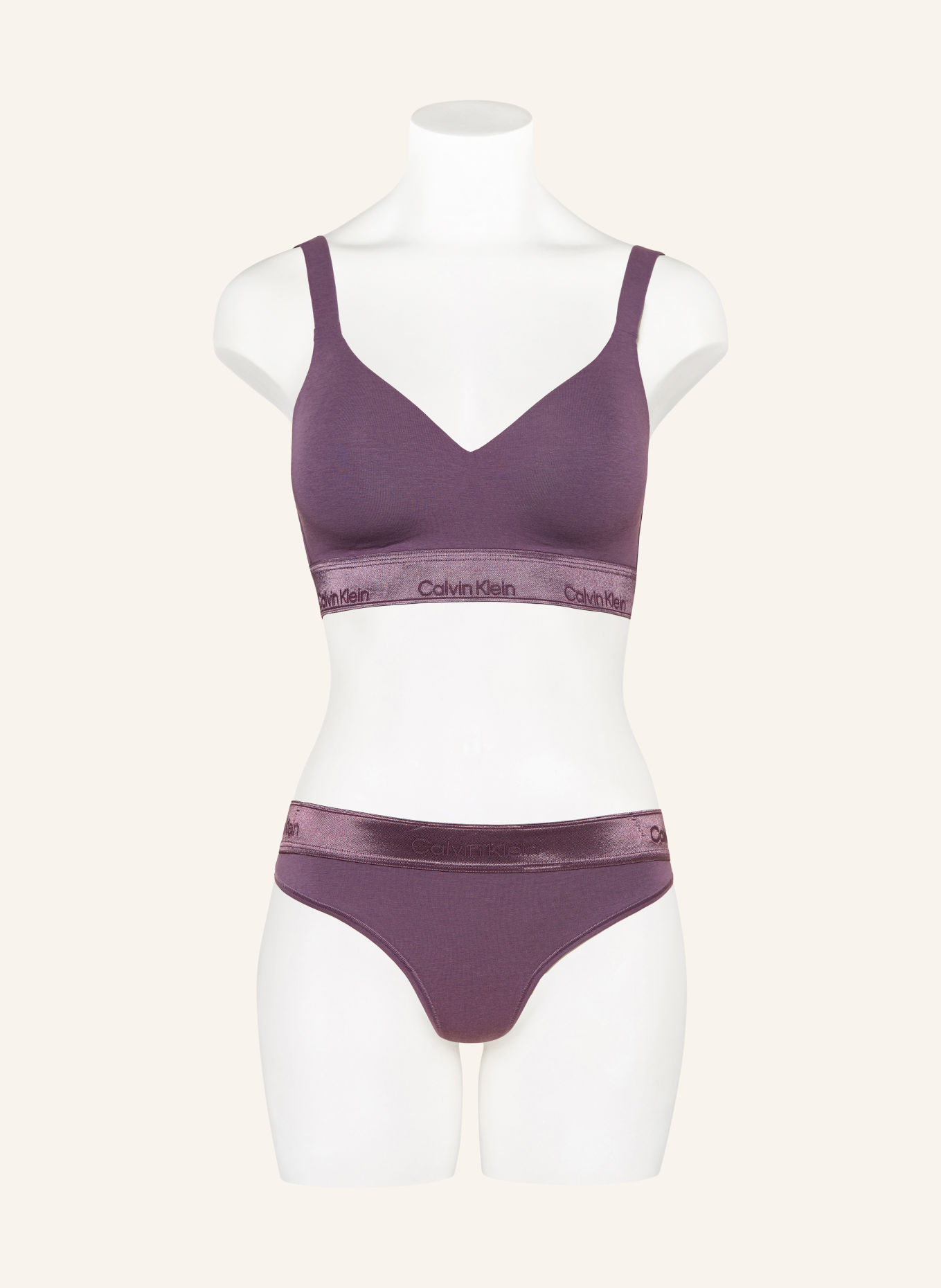 Calvin Klein String ICON COTTON MODAL METALLIC: LILLA