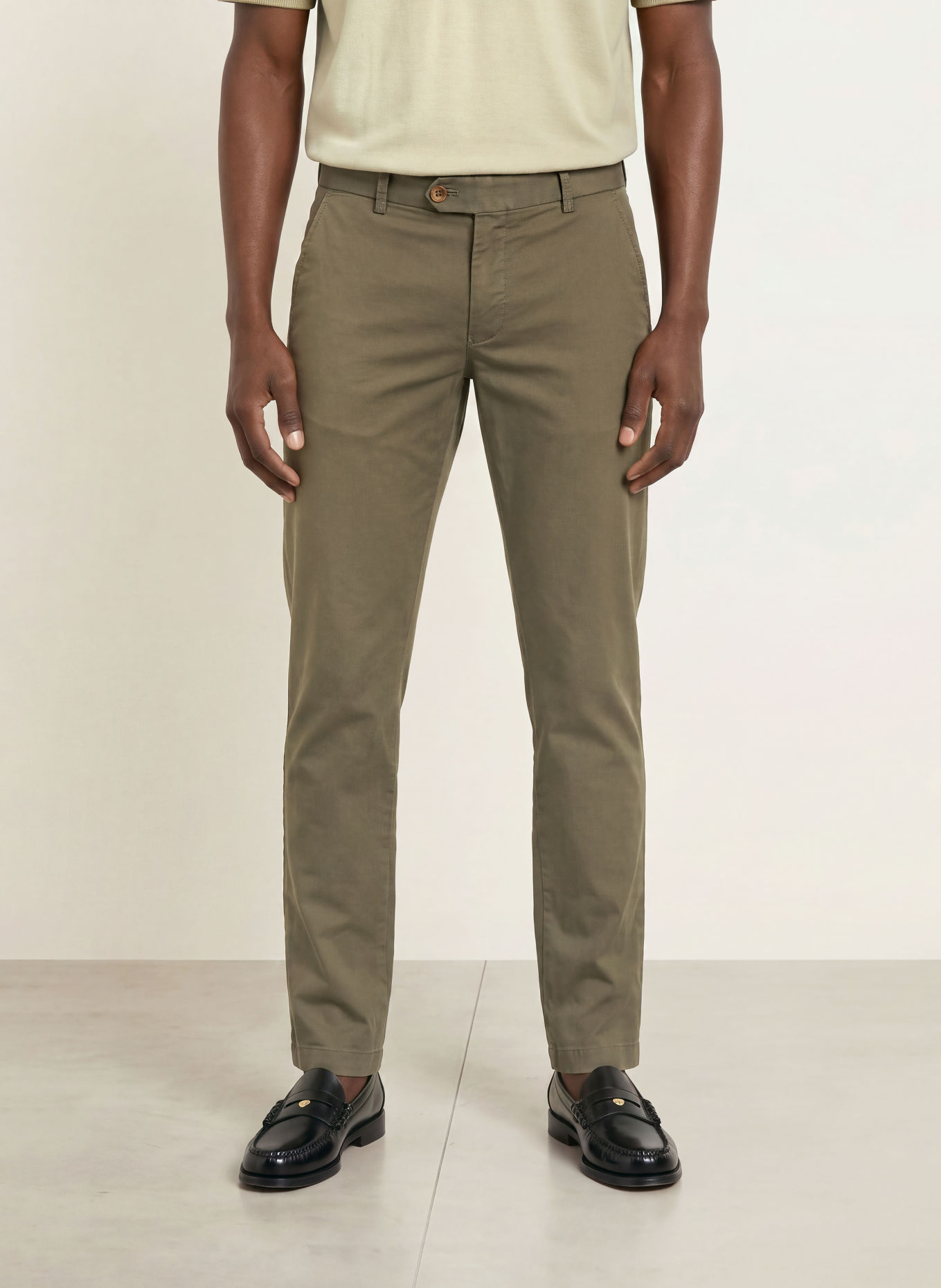 HILTL Chinosy o kroju Extra Slim Fit: OLIWKOWY