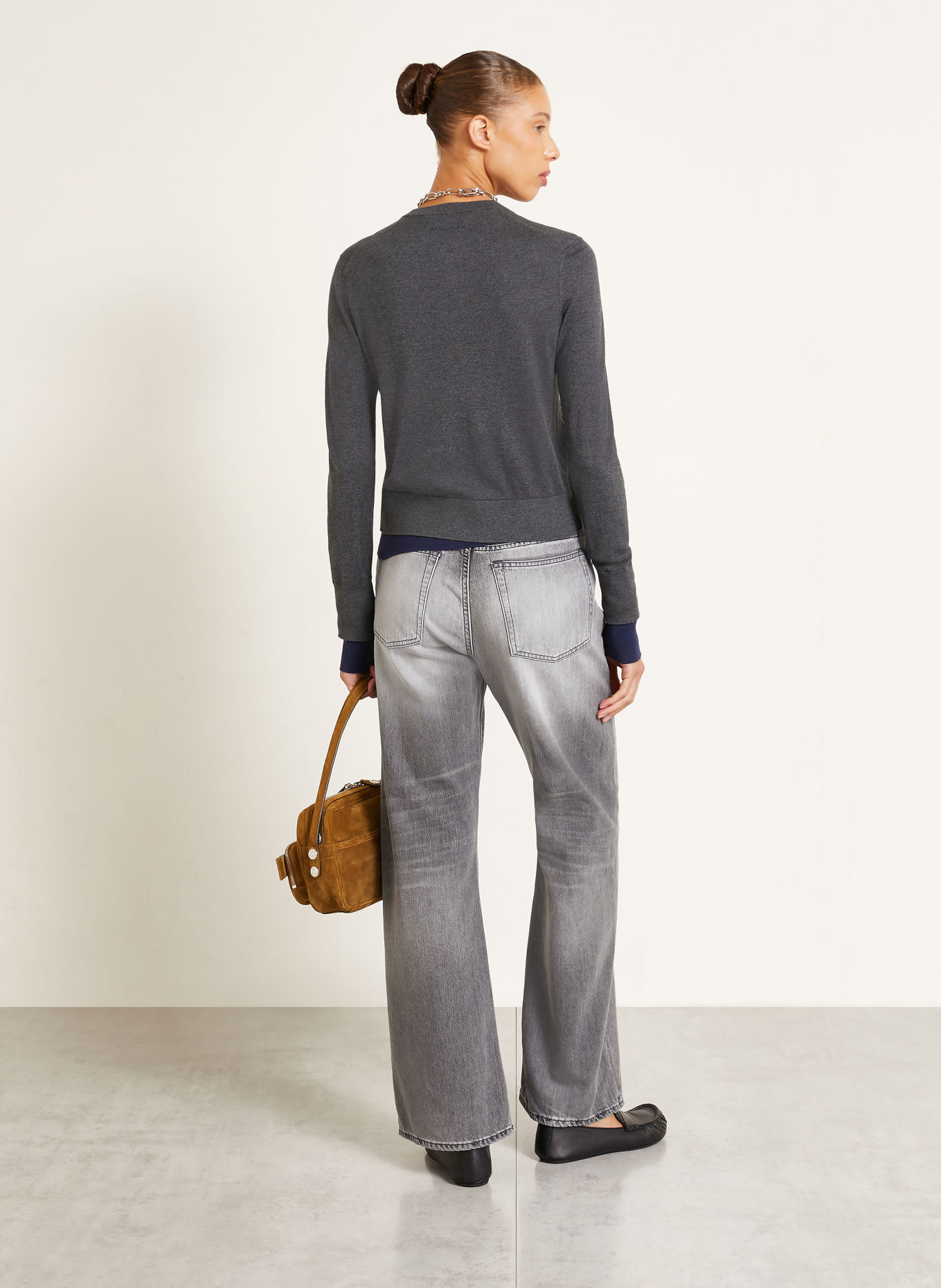 Acne Studios Kardigan z jedwabiem: CZIEMNOSZARY / BRĄZOWY / BIAŁY