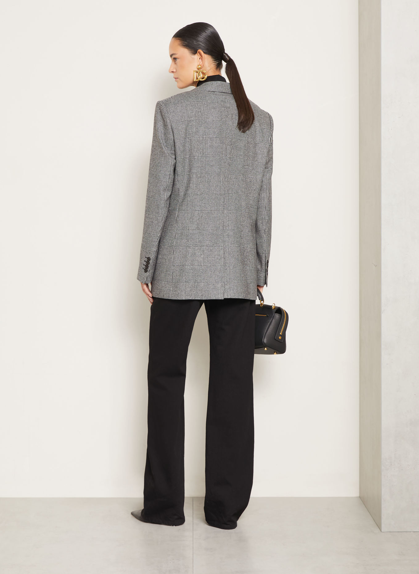 DOLCE & GABBANA Lång blazer: SVART / LJUSGRÅ