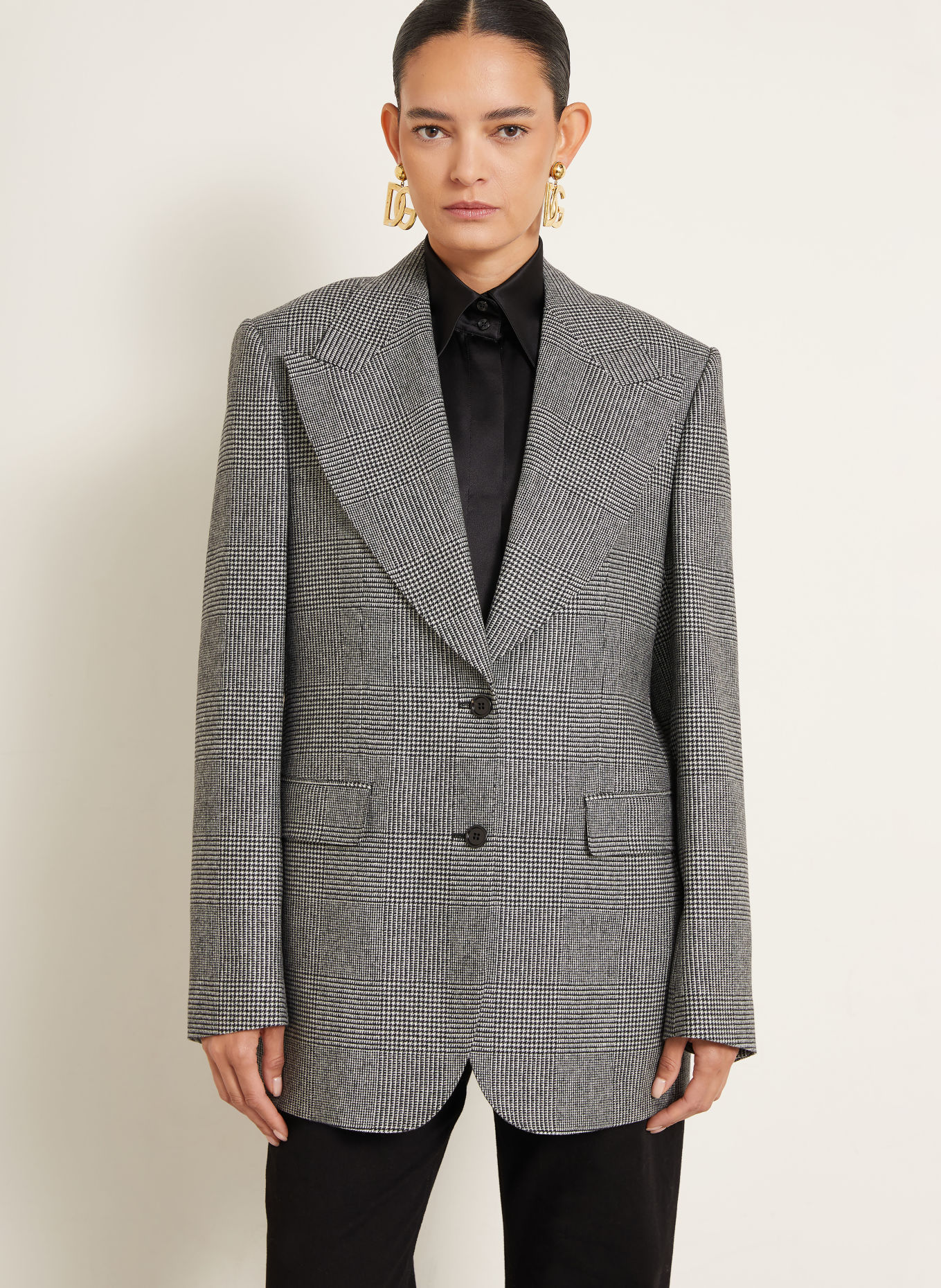 DOLCE & GABBANA Lång blazer: SVART / LJUSGRÅ