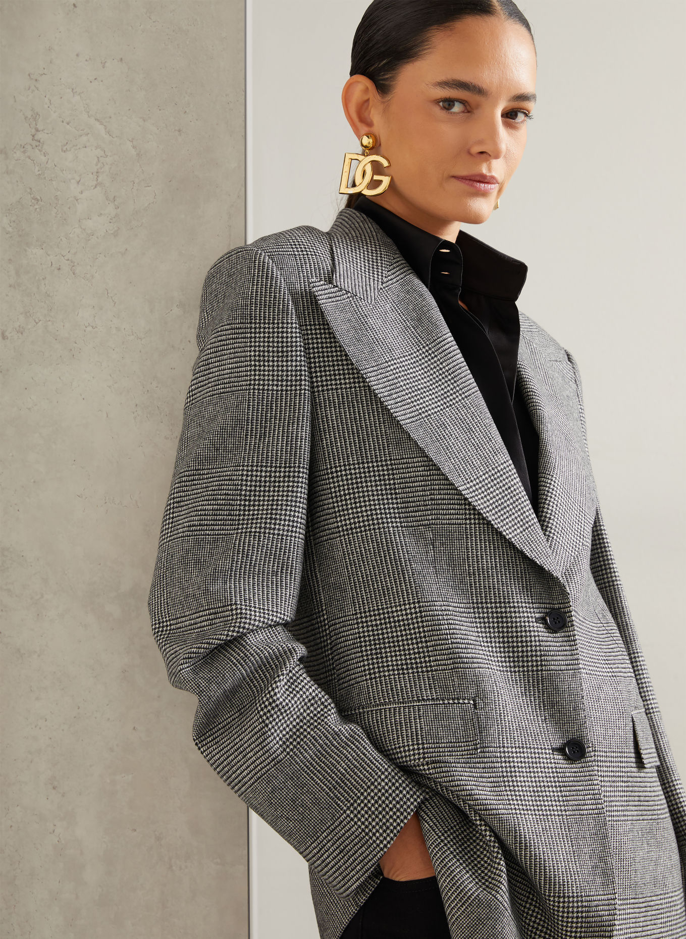 DOLCE & GABBANA Lång blazer: SVART / LJUSGRÅ