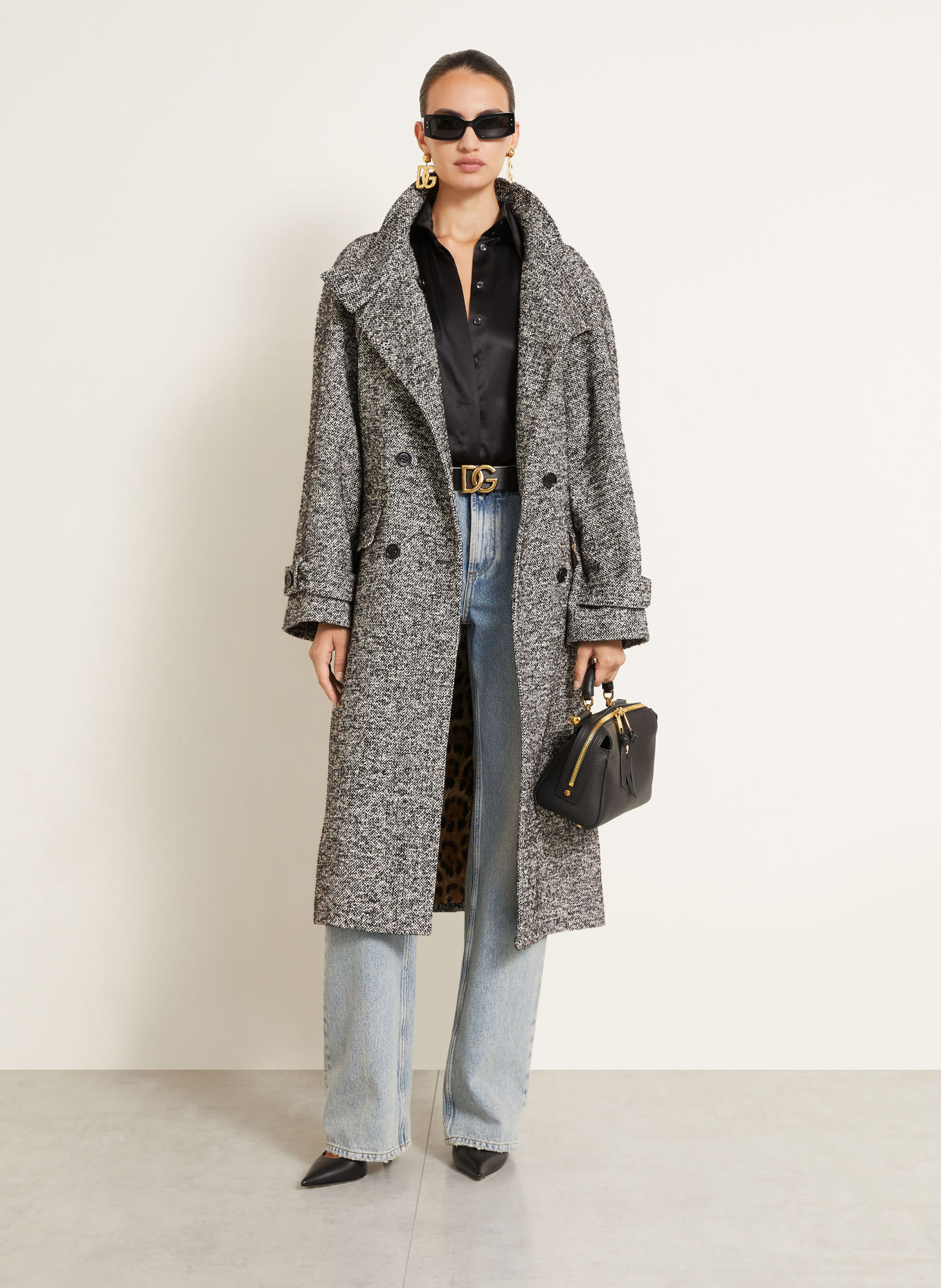 DOLCE & GABBANA Tweed-Mantel: GRIJS